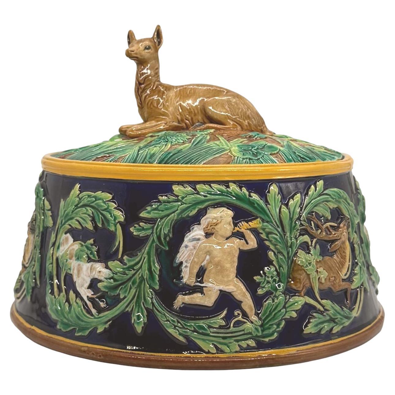 A George Jones Majolica Tureen with Recumbent Doe, English, ca. 1875  For Sale