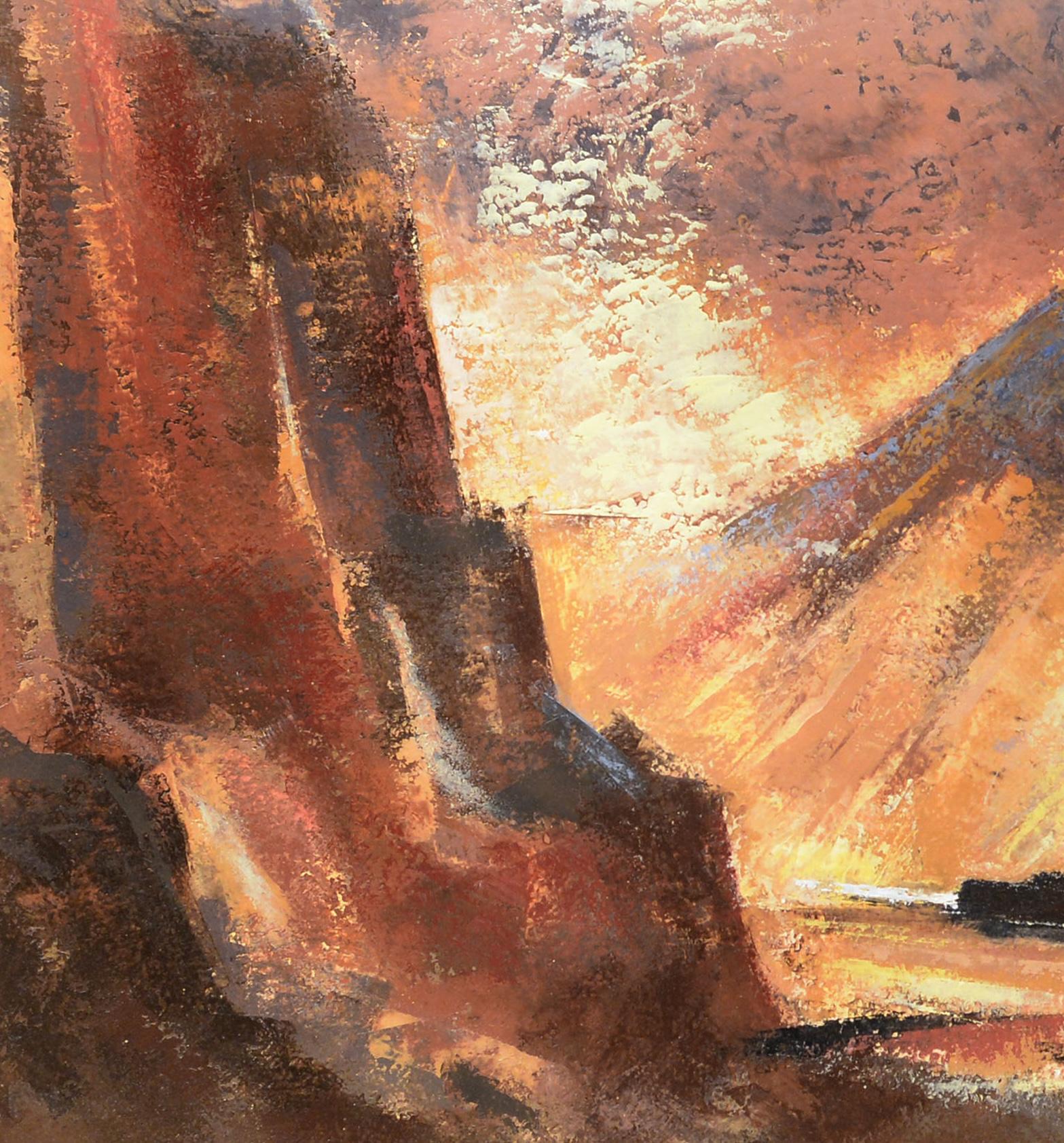 Mid-Century Painting of a Car Driving Through a Mountain Pass by A George Miller For Sale 1