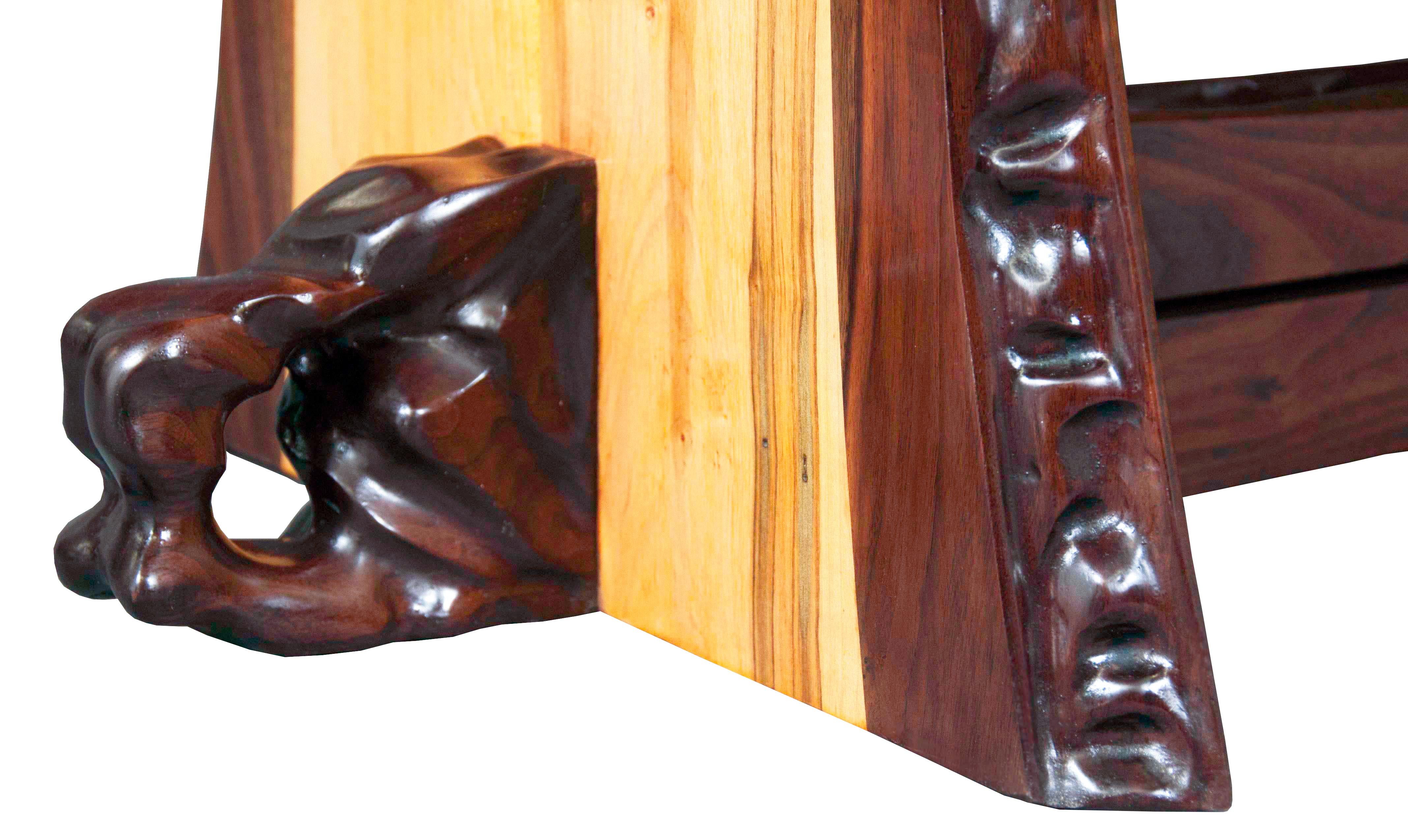 American George Nakashima Inspired Figured Maple and Walnut Hand Carved Dining Table For Sale