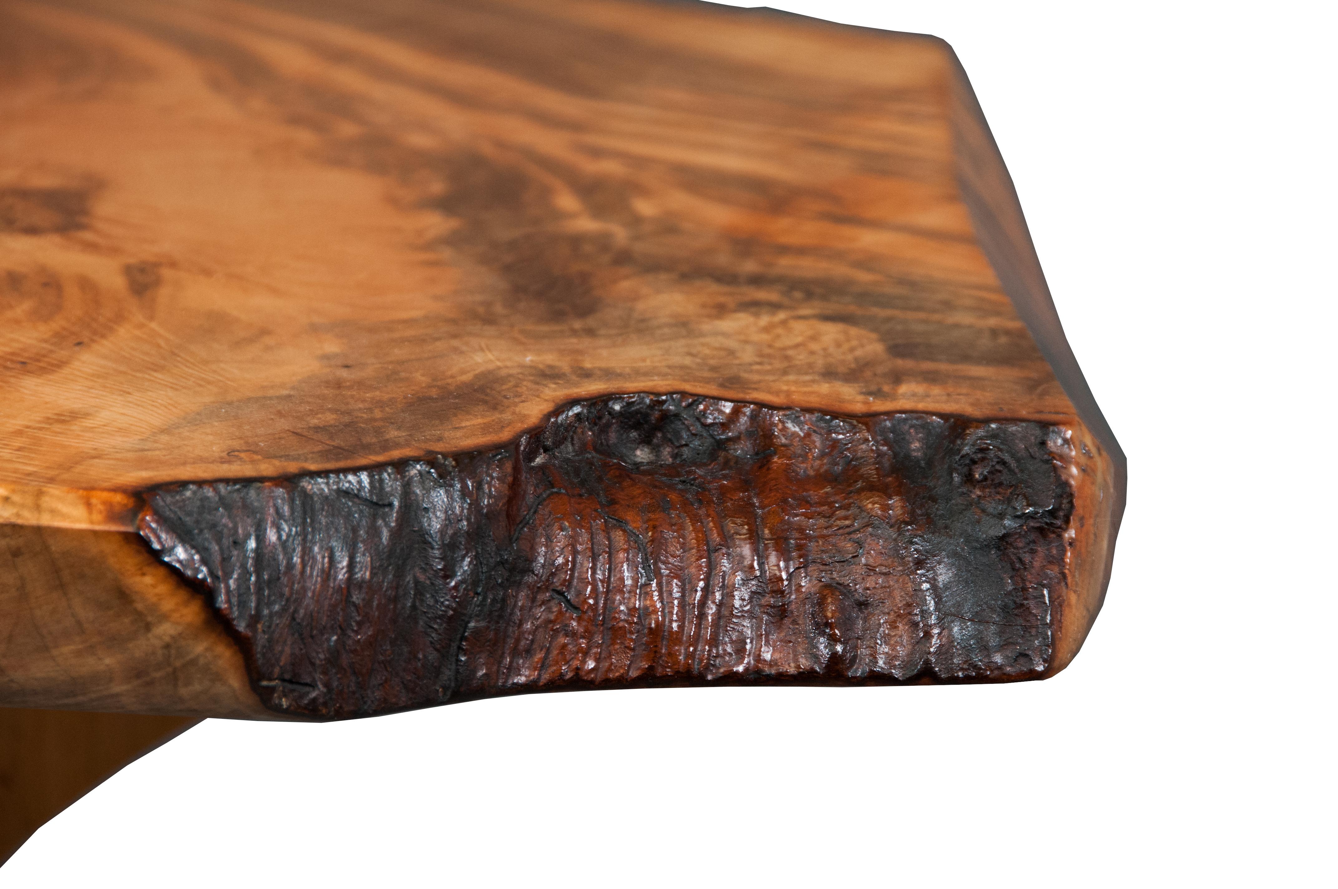 Contemporary George Nakashima Inspired Figured Maple and Walnut Hand Carved Dining Table For Sale