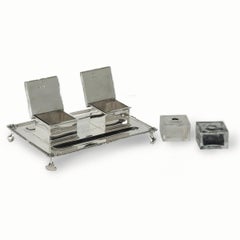 A George V silver double inkstand presented to Major Seymour Egerton