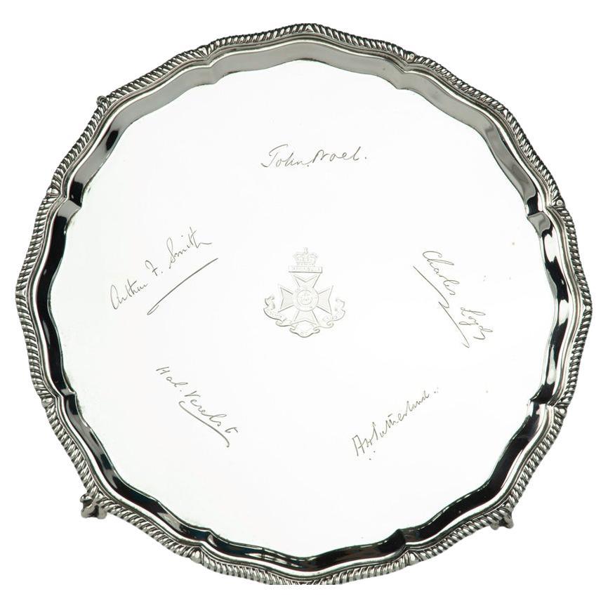 A George V silver presentation salver for The King’s Royal Rifle Corps For Sale