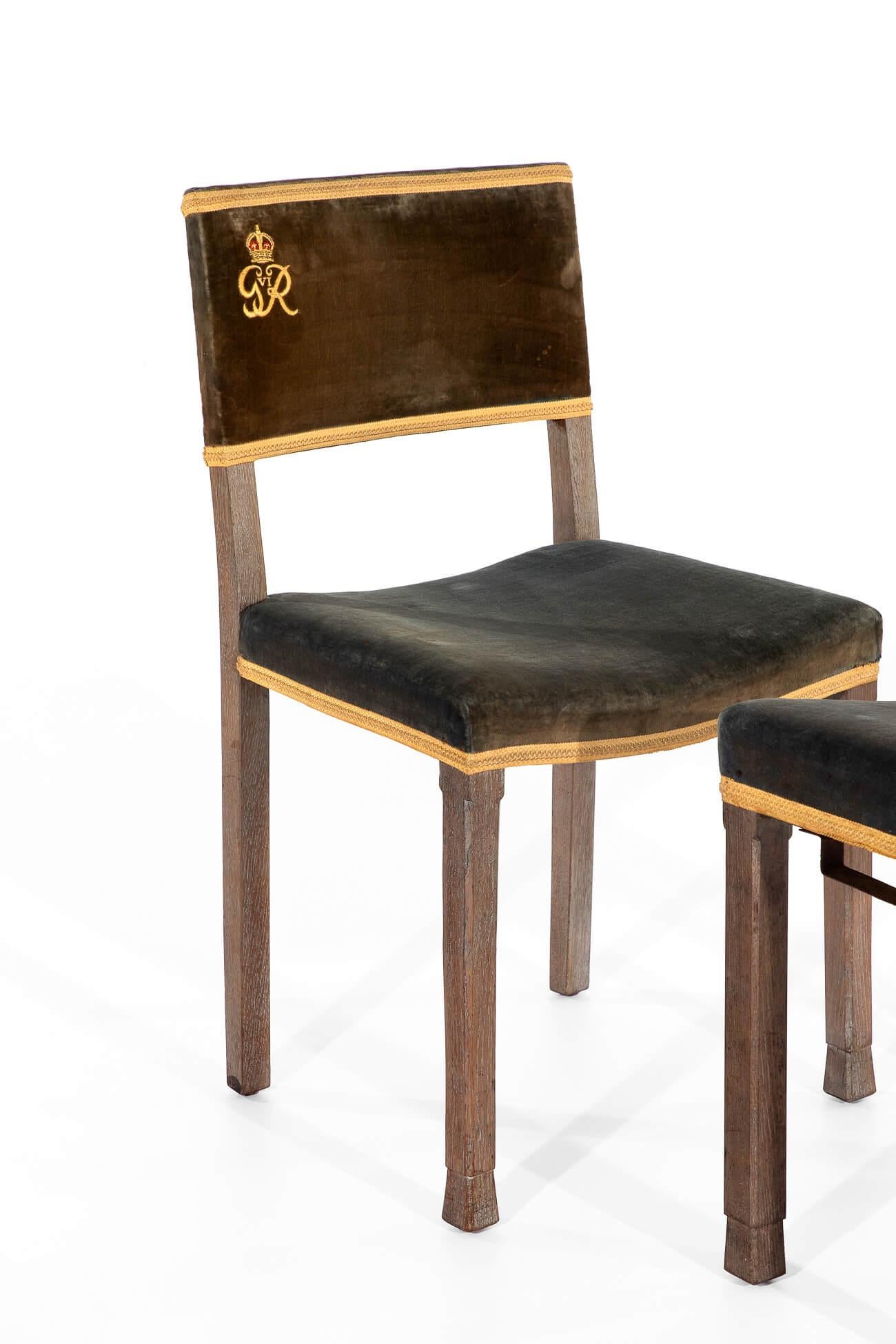 Velvet A George VI 1937 Coronation Chair and Stool