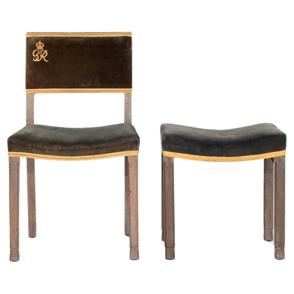 A George VI 1937 Coronation Chair and Stool For Sale
