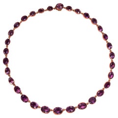 Antique A Georgian 18 Carat Gold Riviere Necklace with Amethysts