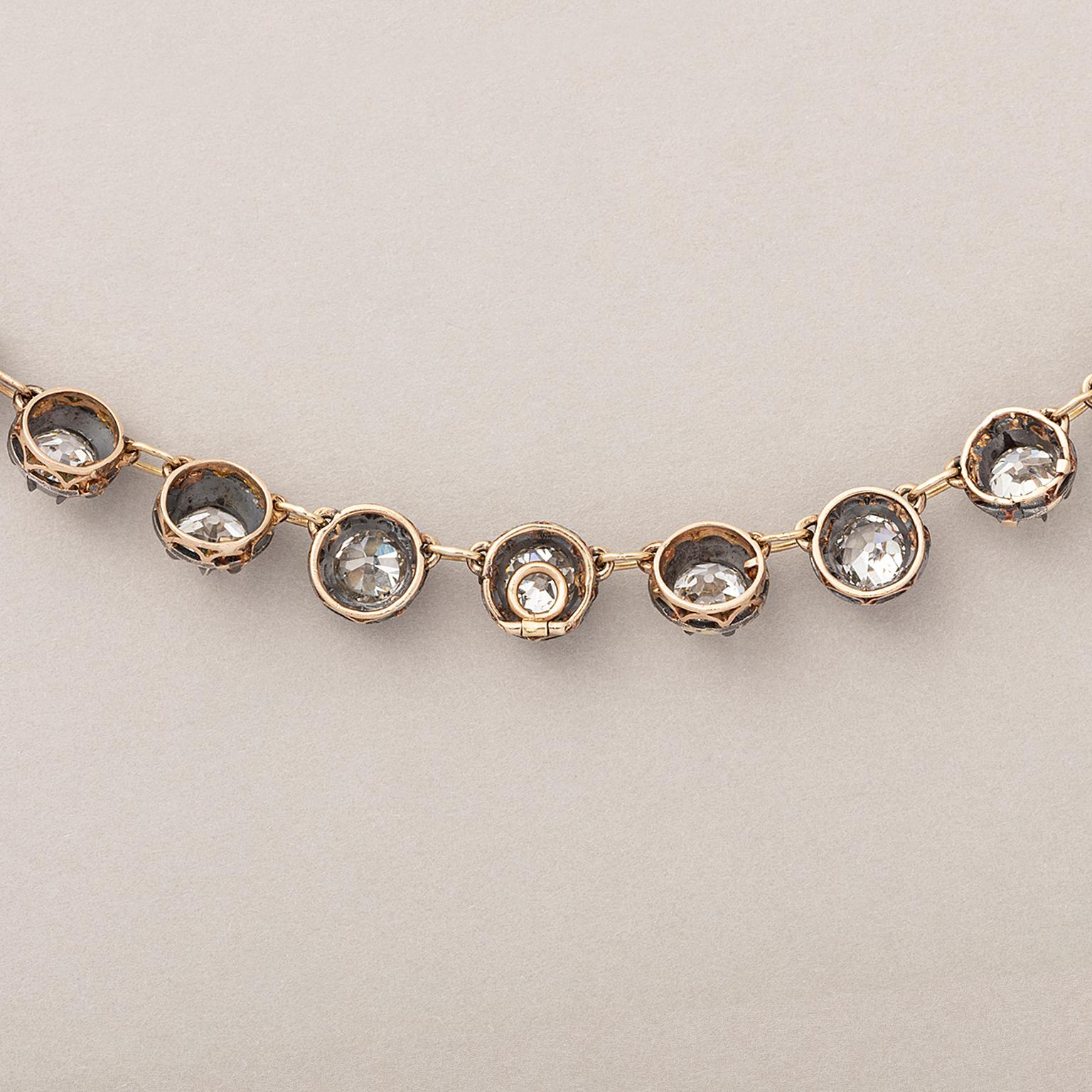 Women's or Men's Georgian 1830 Diamond Rivière Necklace