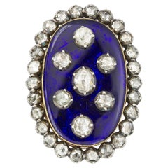 Georgianischer Bague au Firmament-Ring aus blauer Emaille und Diamanten