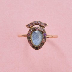 A Georgian Crowned Heart Ring with garnet and a Secret compartment