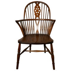 Antique Georgian Elm and Ash Wheel Back Windsor Carver Chair