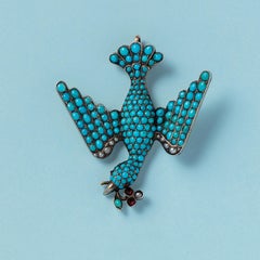 A Georgian Gold and Turquoise Dove Pendant