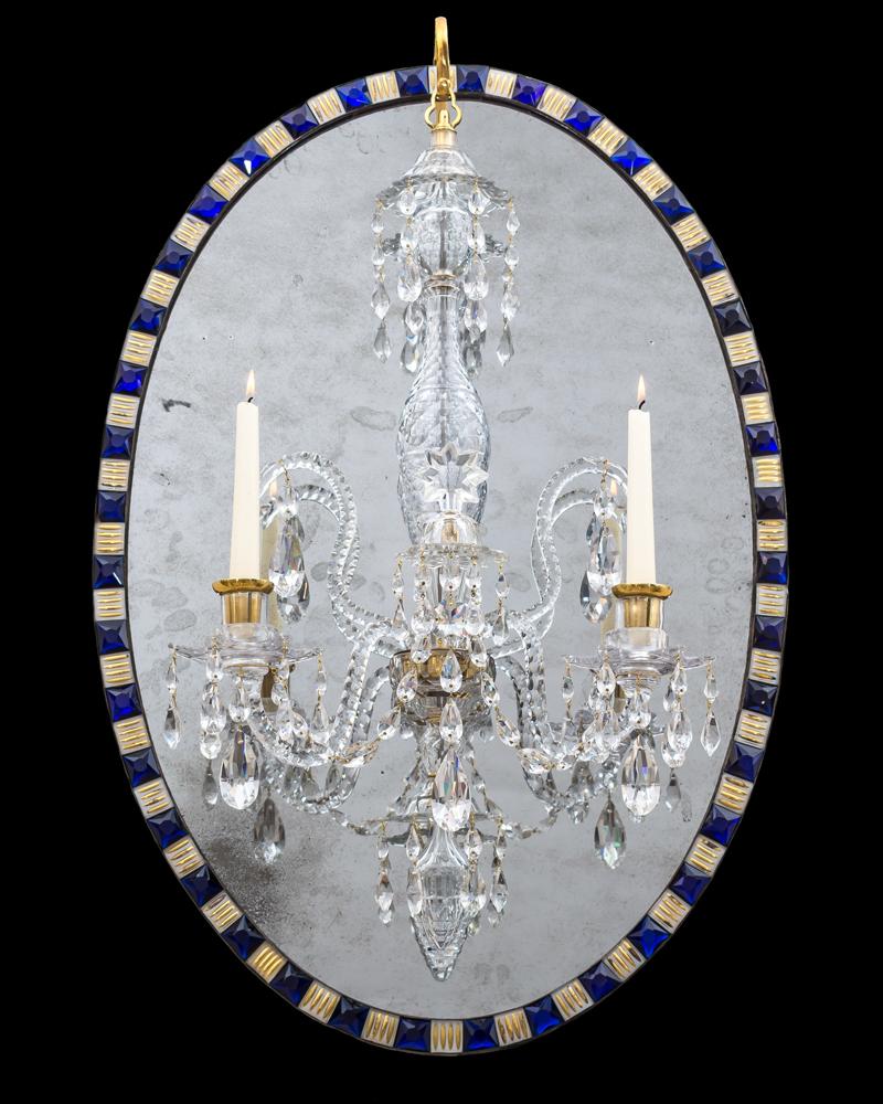 George III Georgian Irish Oval Mirror Chandelier For Sale