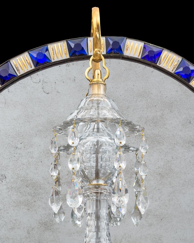 Georgian Irish Oval Mirror Chandelier In Good Condition For Sale In Steyning, West sussex