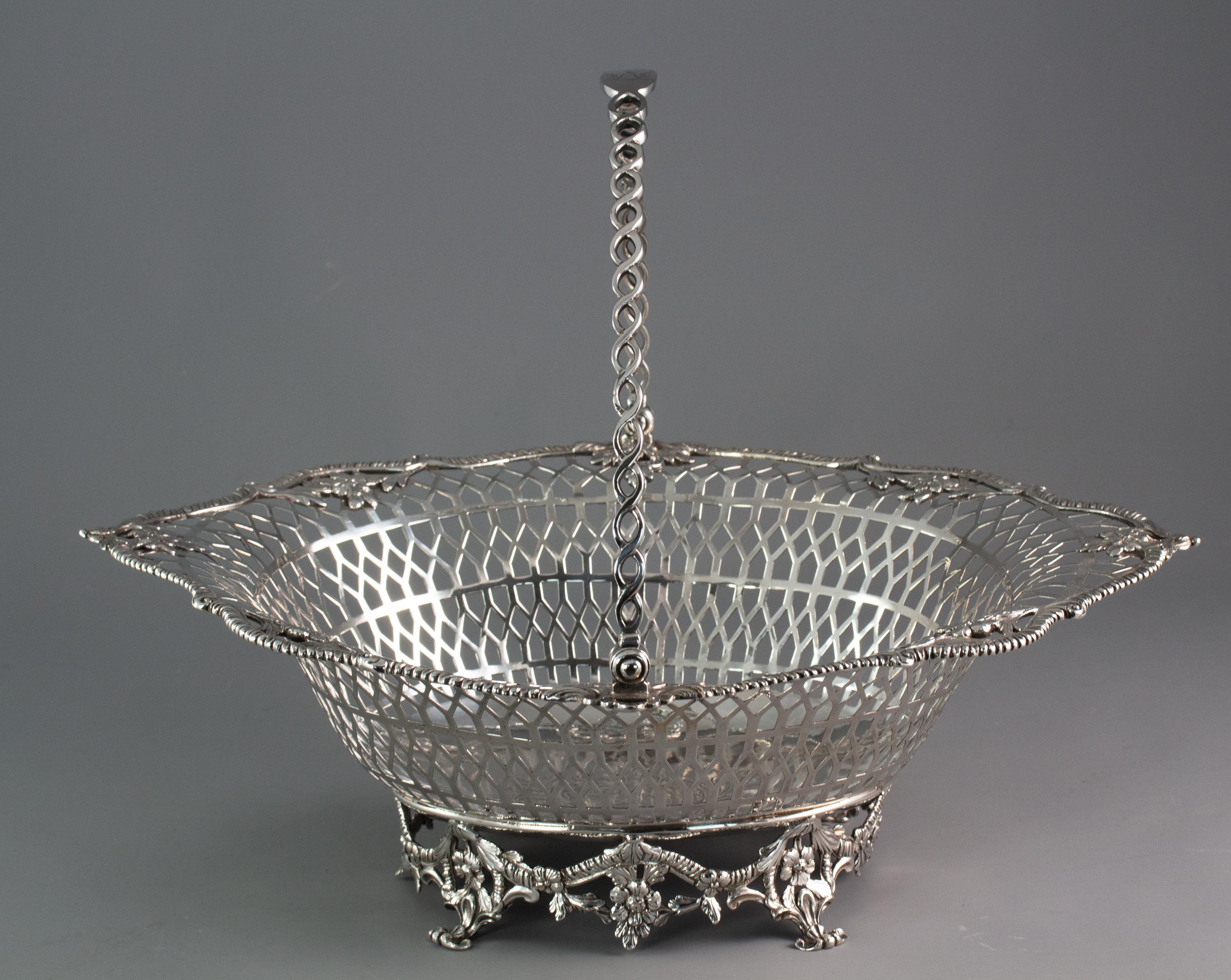 British Georgian Irish Silver Basket Dublin, 1760