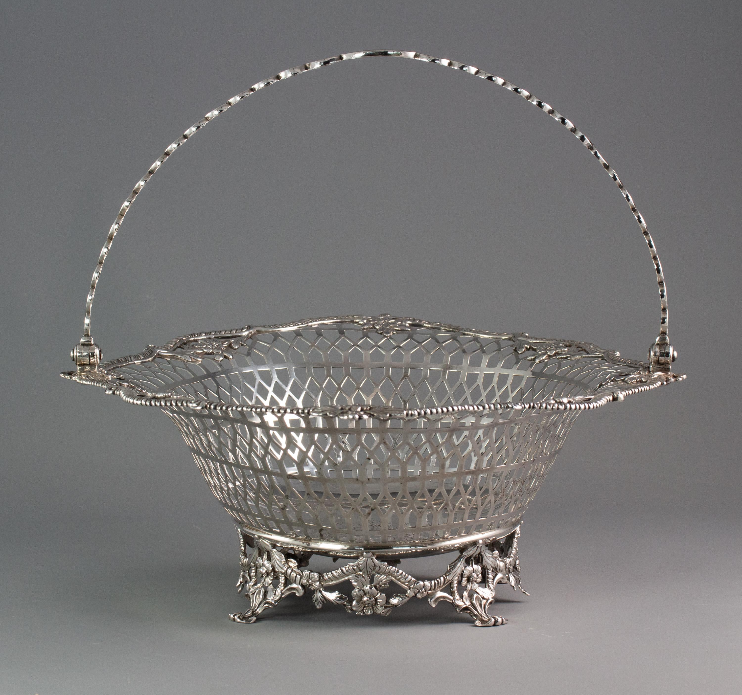 Hand-Crafted Georgian Irish Silver Basket Dublin, 1760