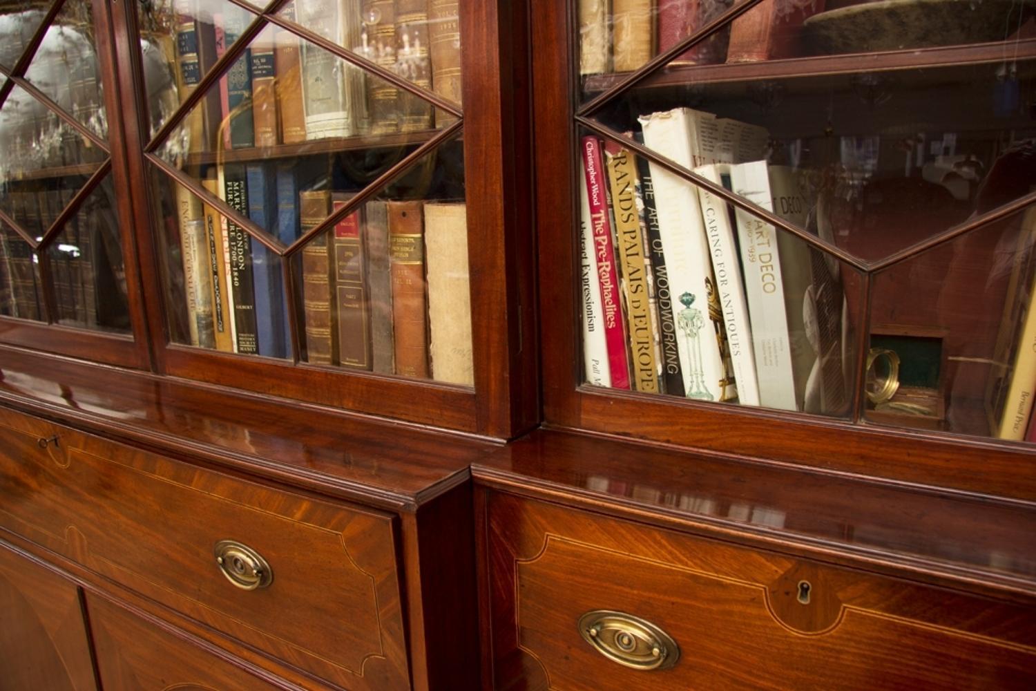 Georgian Mahogany Breakfront Secretaire Bookcase, circa 1780 3