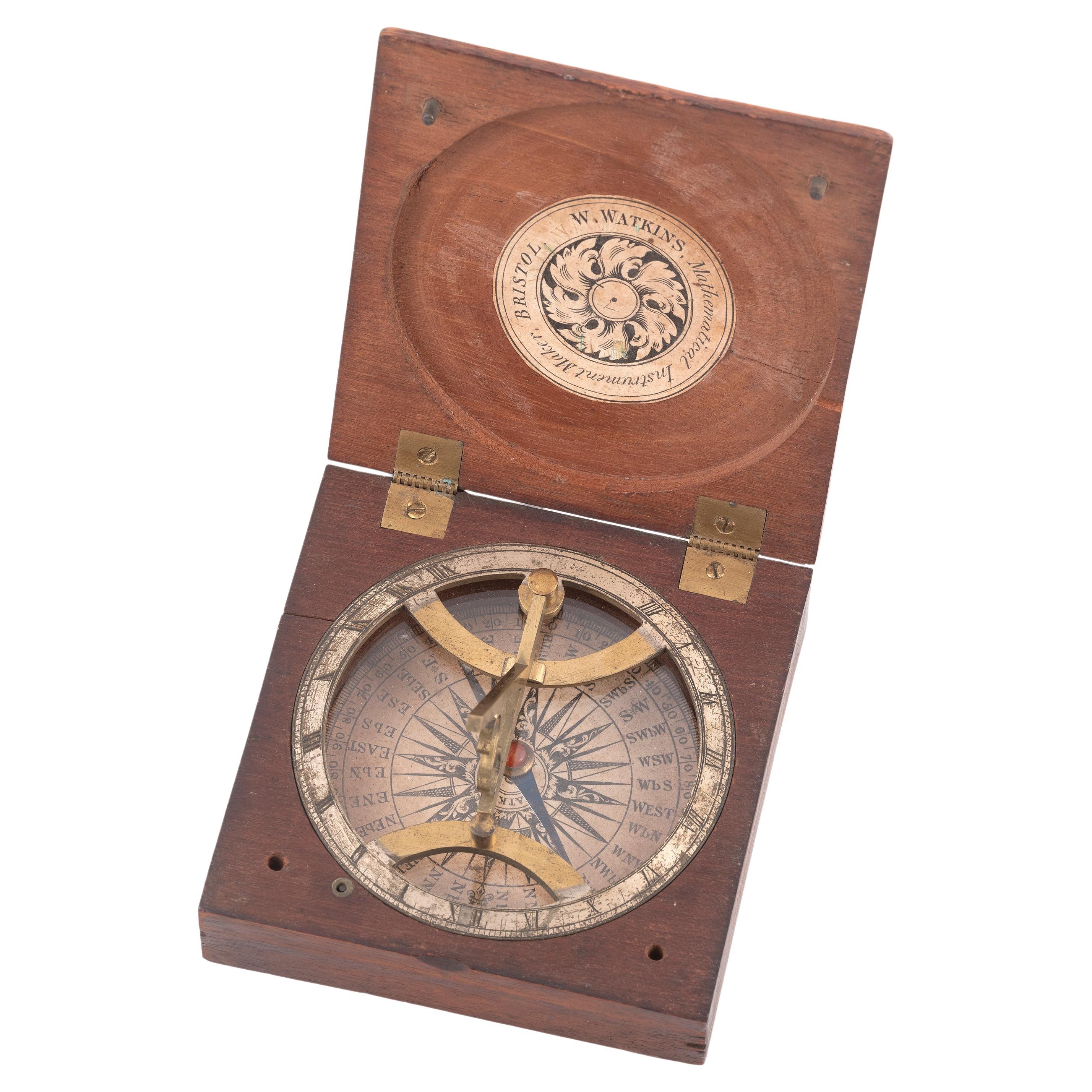  A Georgian Mahogany Cased Pocket Sundial