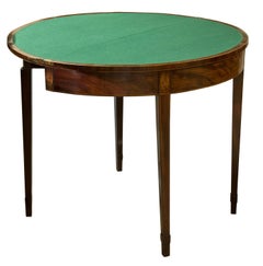 Georgian Mahogany Demi Lune Card Table with Satinwood Inlay, circa 1780