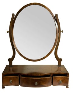 Georgian Mahogany Oval Dressing Table Mirror, circa 1800
