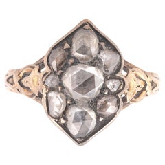 Antique A Georgian Rose Cut Diamond Pave Set Cluster Ring