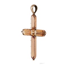 Georgian Sherry Colored Topaz Cross Pendant