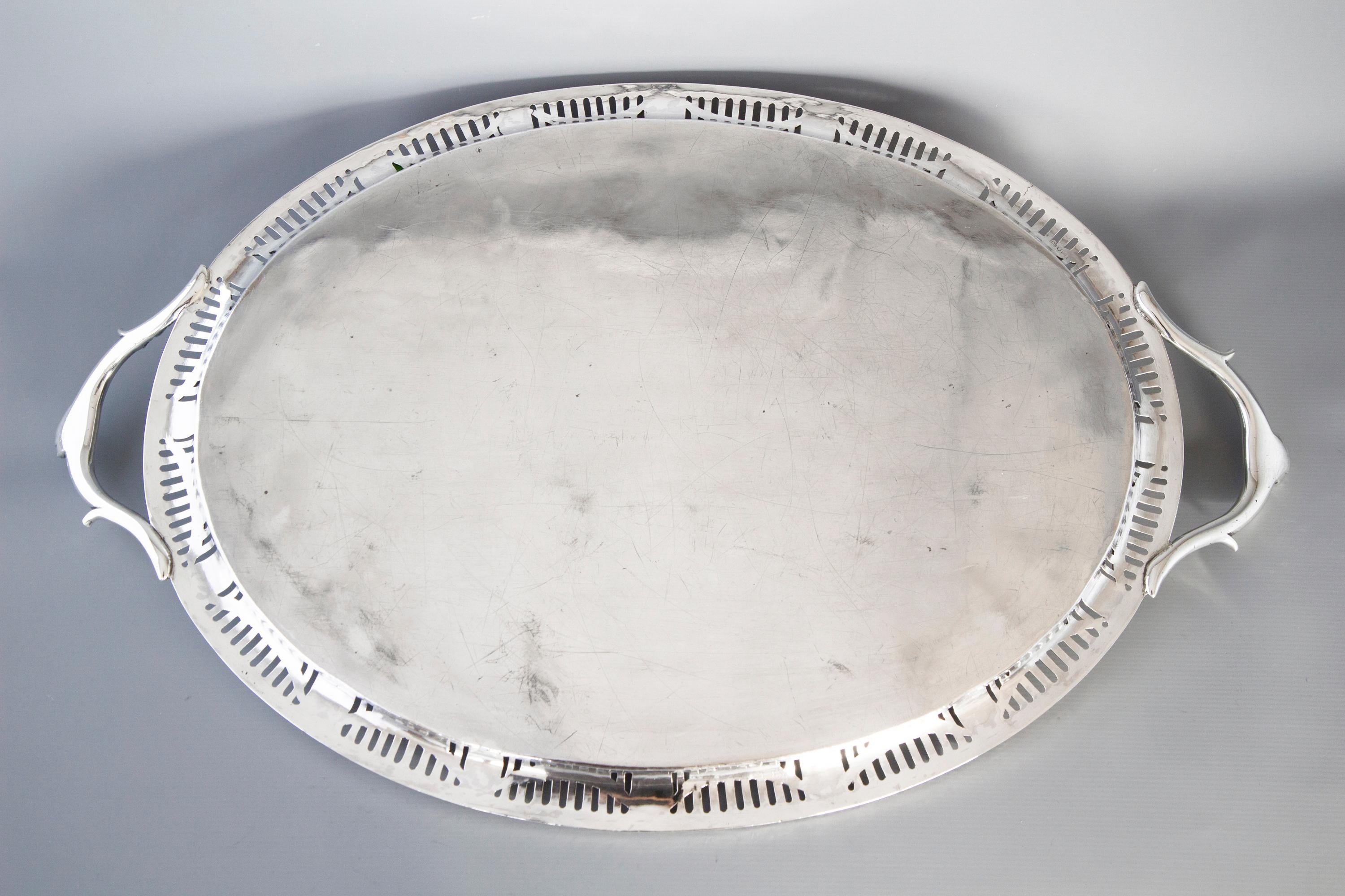 English Georgian Silver Tray, London, 1816 by Joseph Angell