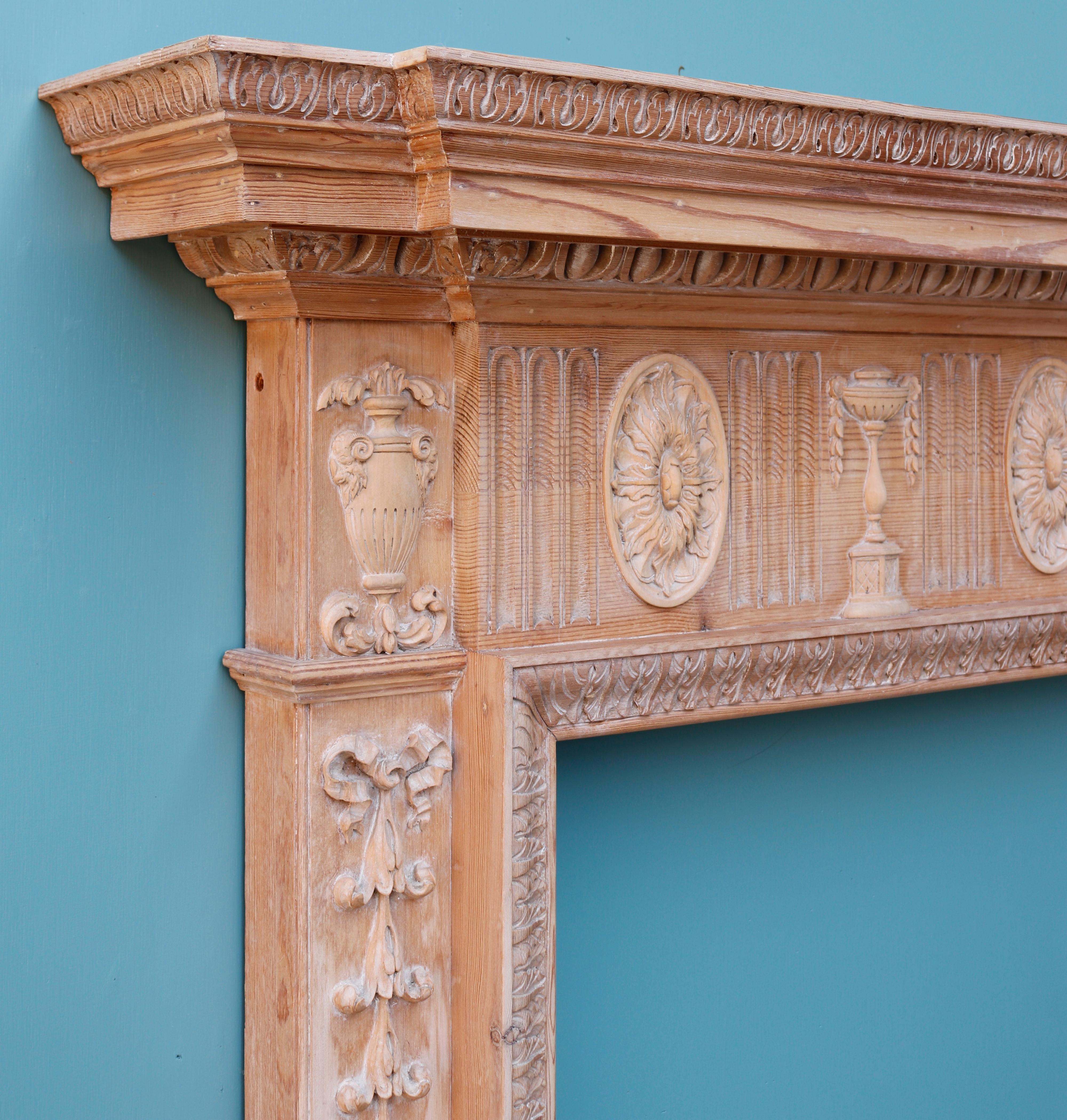 Georgian Style Antique Carved Pine Fireplace 2