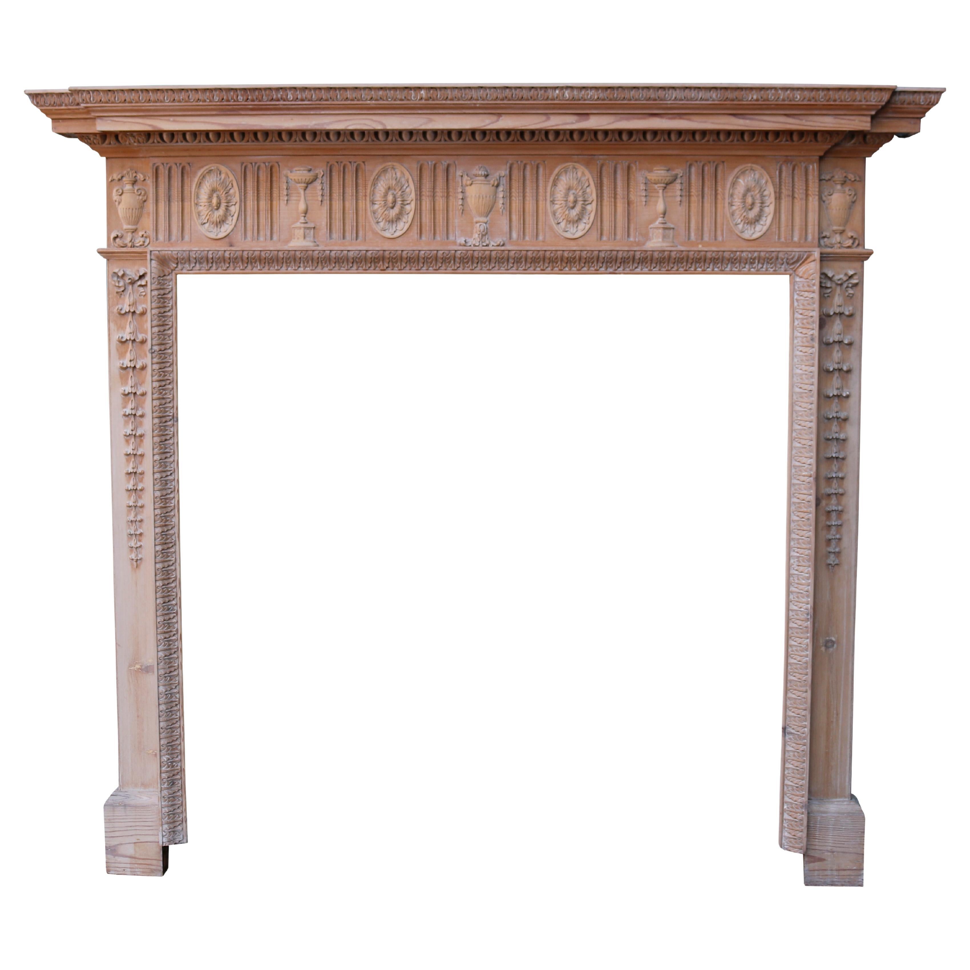 Georgian Style Antique Carved Pine Fireplace