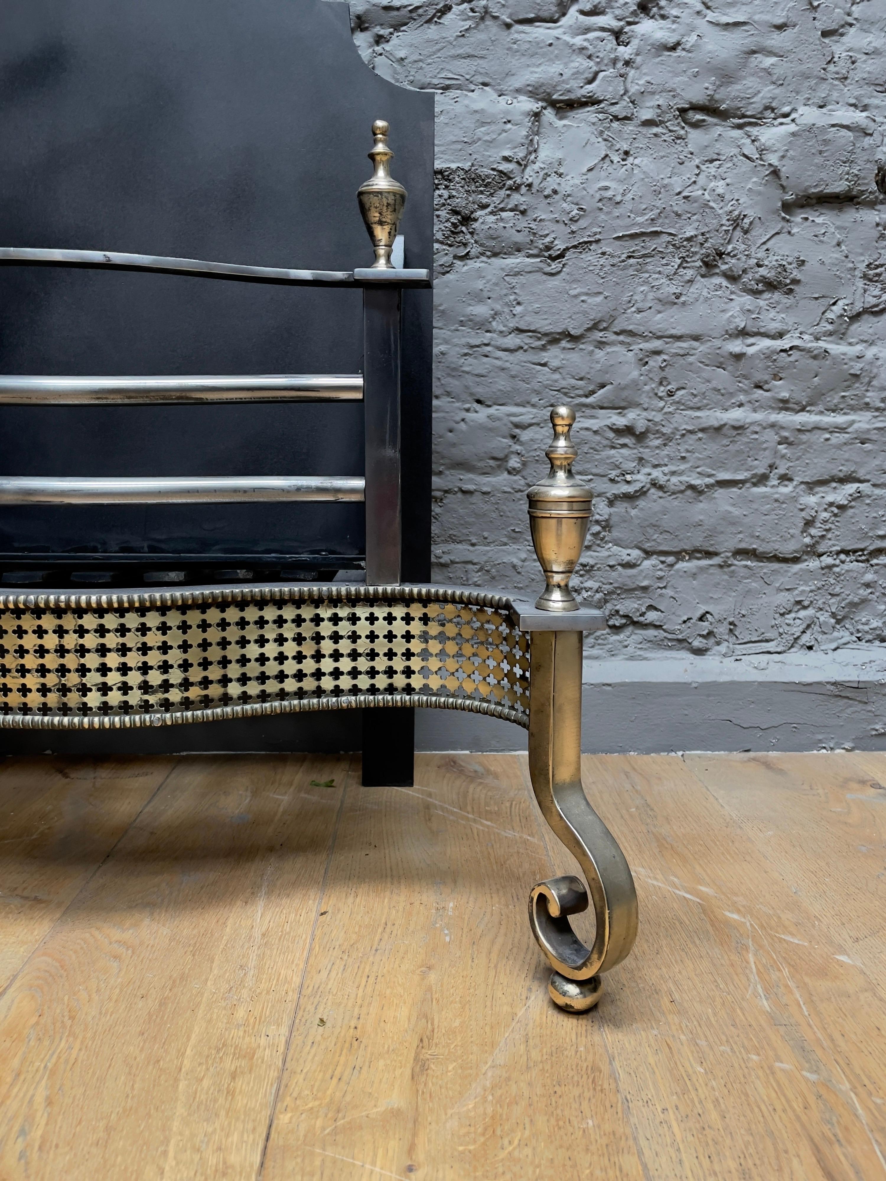 George II Georgian Style Brass and Steel Fire Grate For Sale