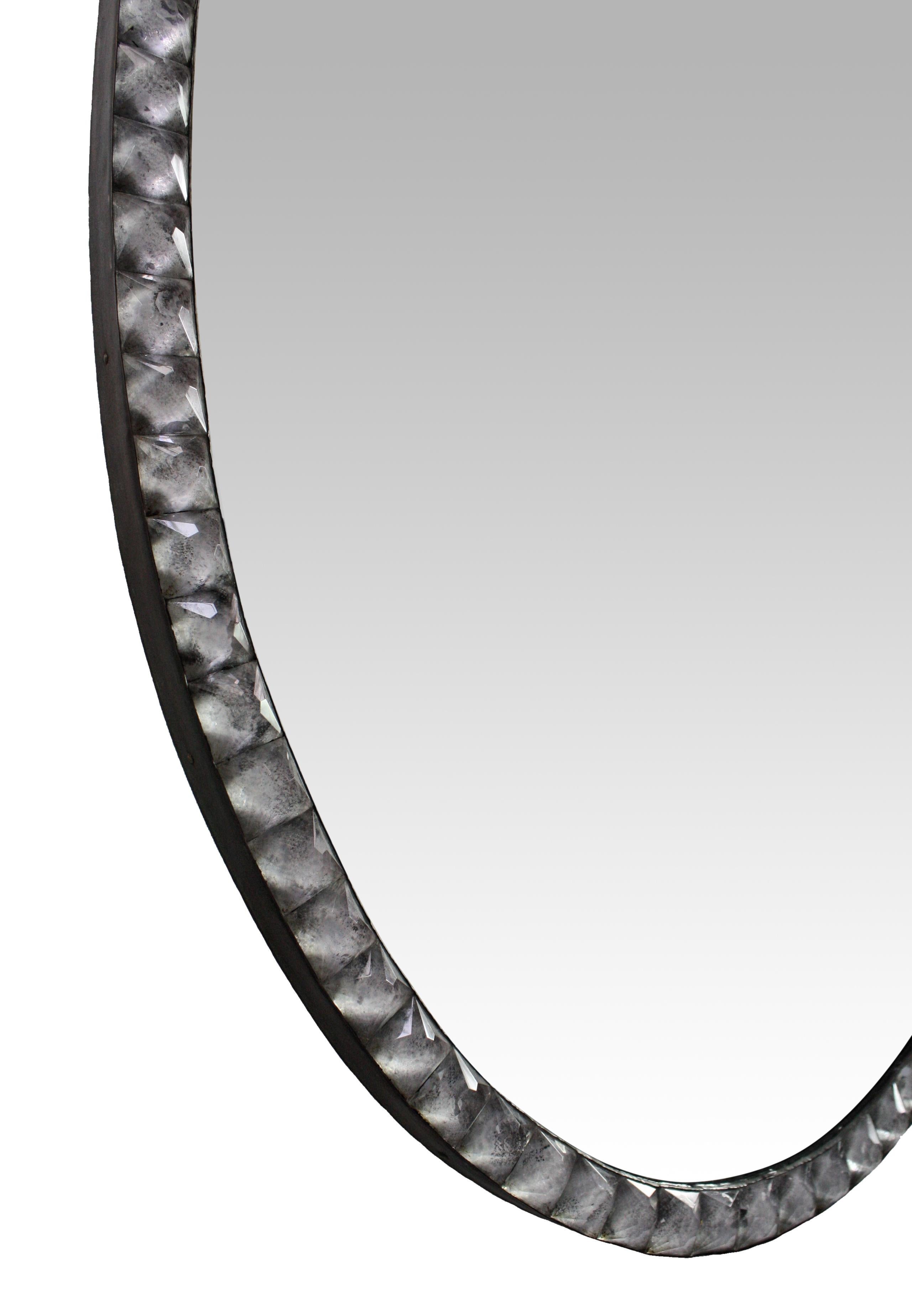 George III Georgian Style Irish Mirror with Rock Crystal Faceted Border