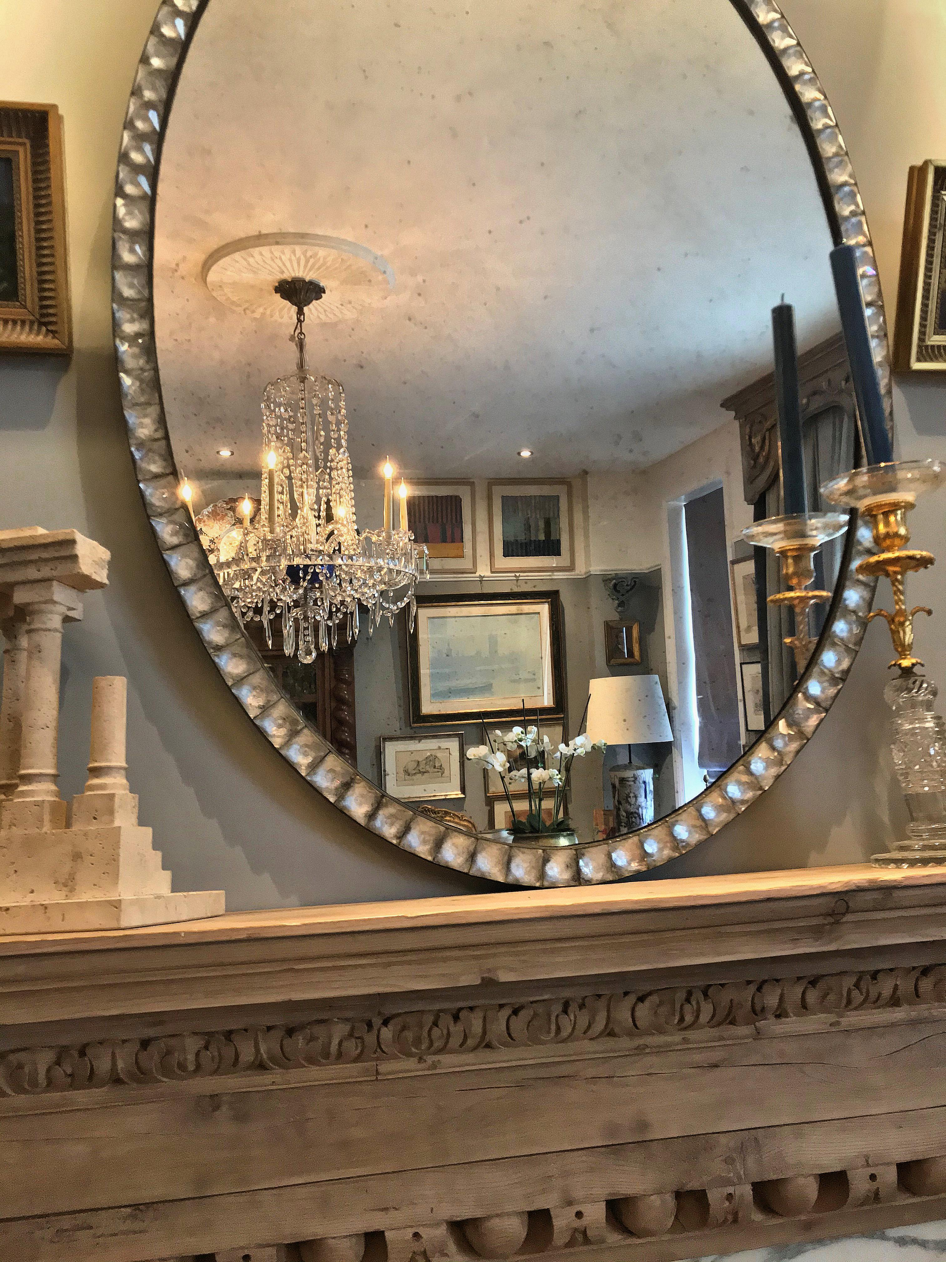 Georgian Style Irish Mirror with Rock Crystal Faceted Border 1