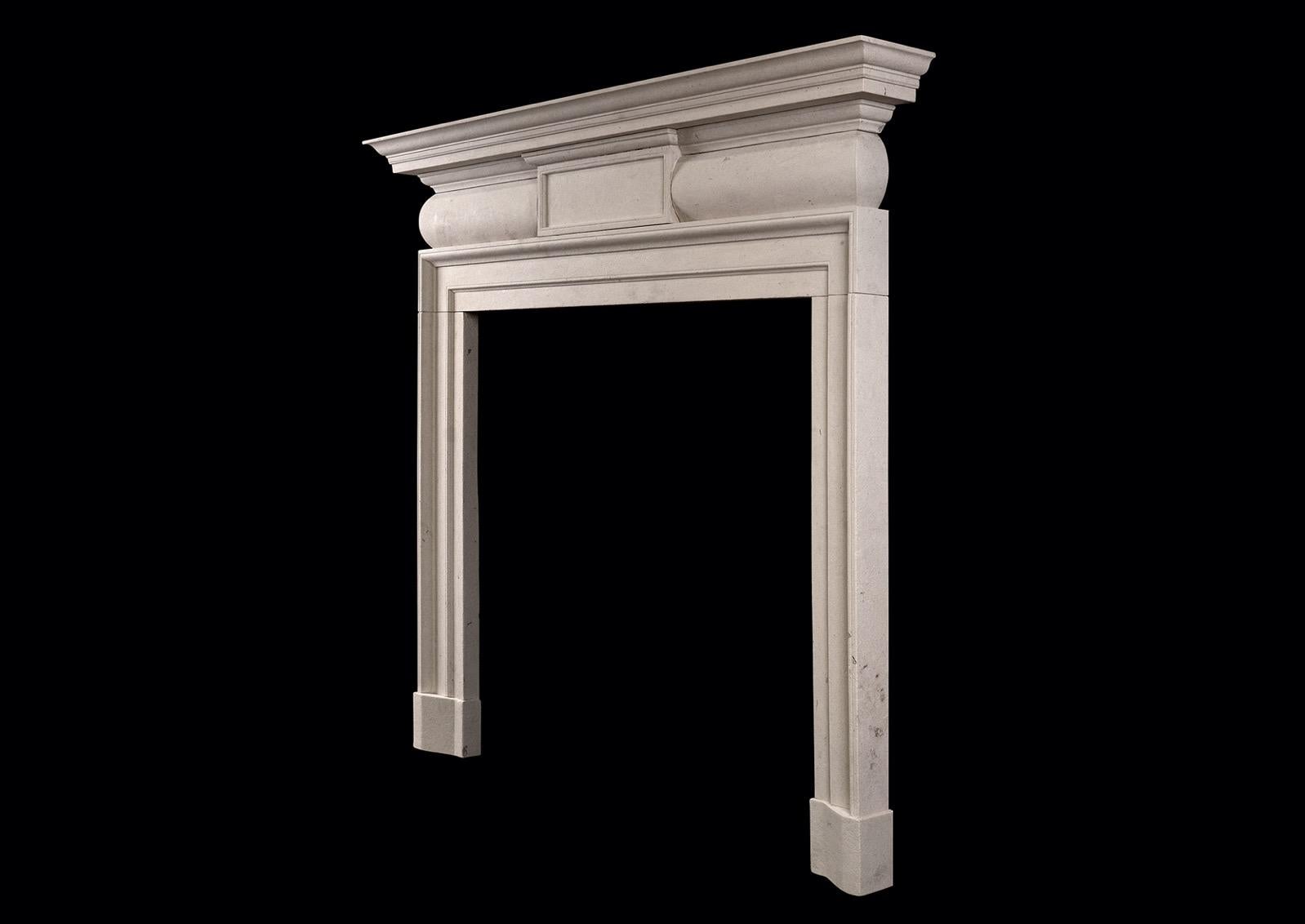 A Georgian Style Limestone Fireplace In New Condition For Sale In London, GB