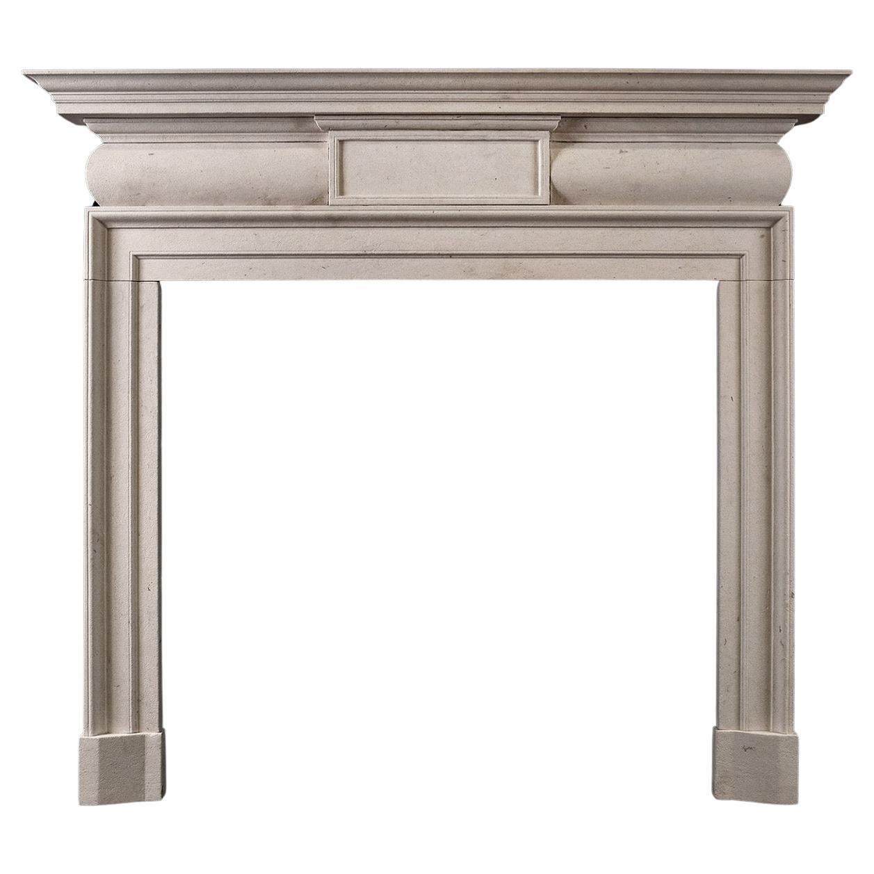 A Georgian Style Limestone Fireplace For Sale