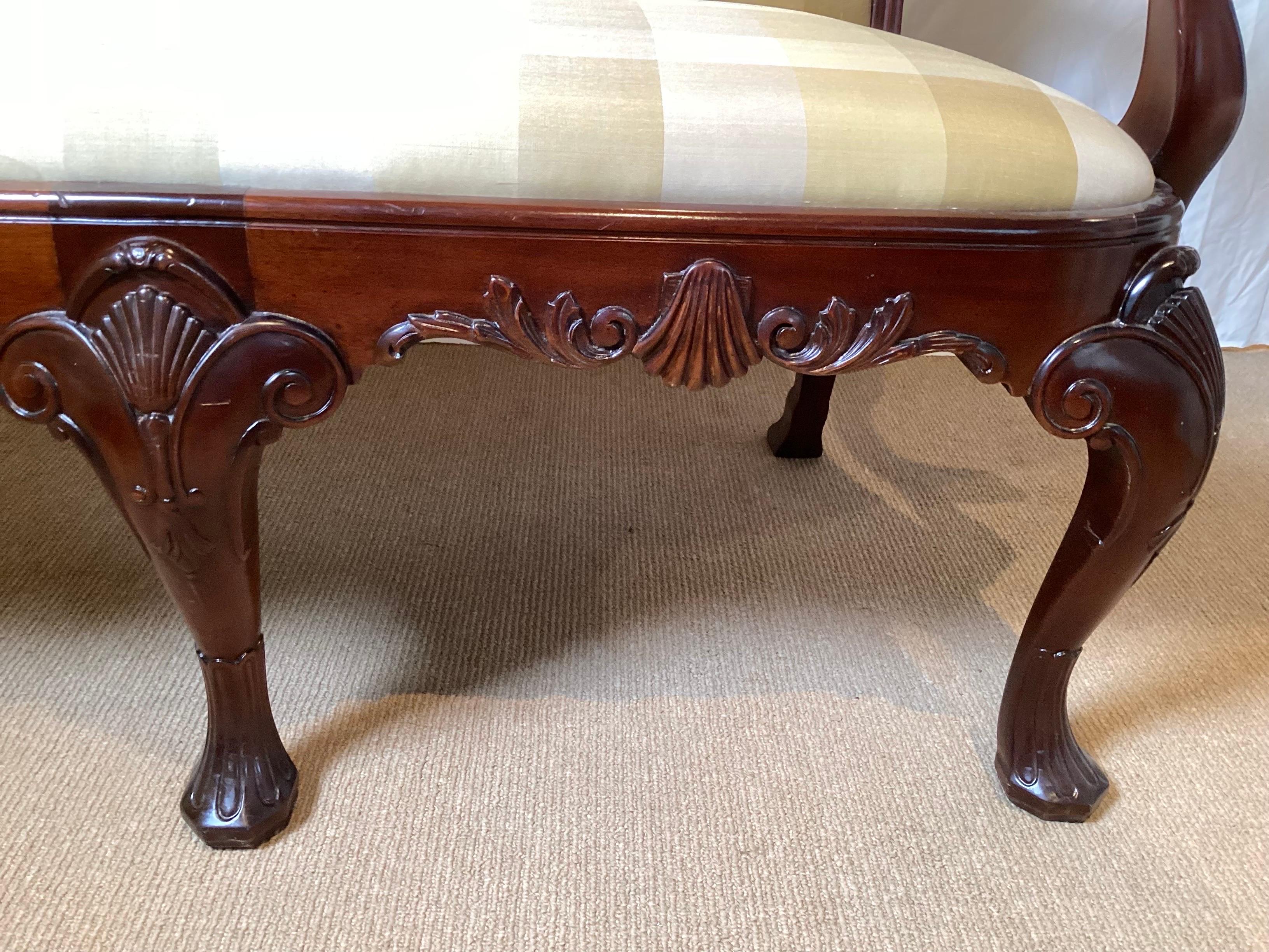 20th Century A Georgian Style Mahogany Settee by Maitland Smith  For Sale