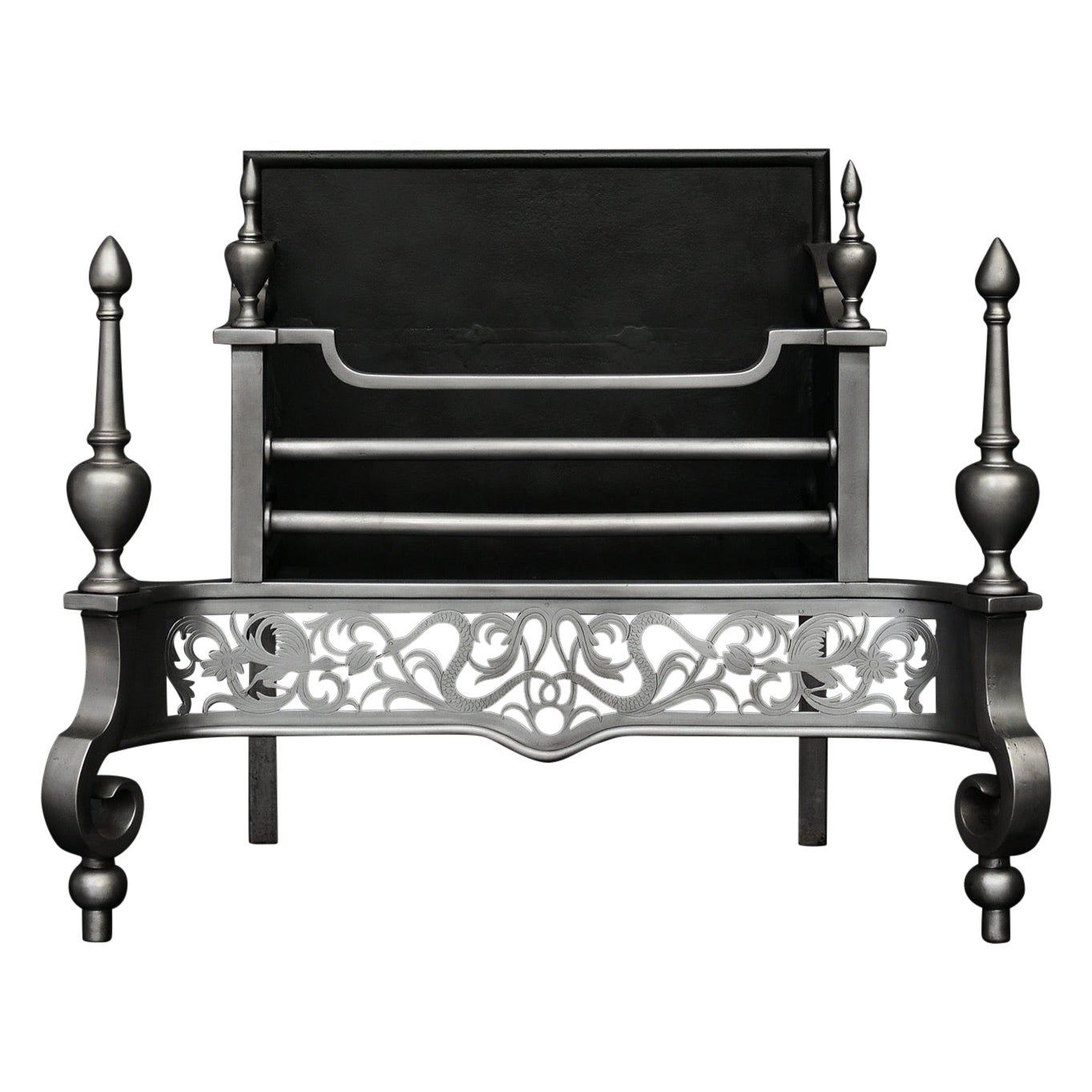 A Georgian Style Polished Steel Firegrate For Sale