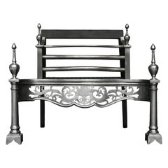 19th Century Georgian Style Polished Steel Firegrate, Elegant Design