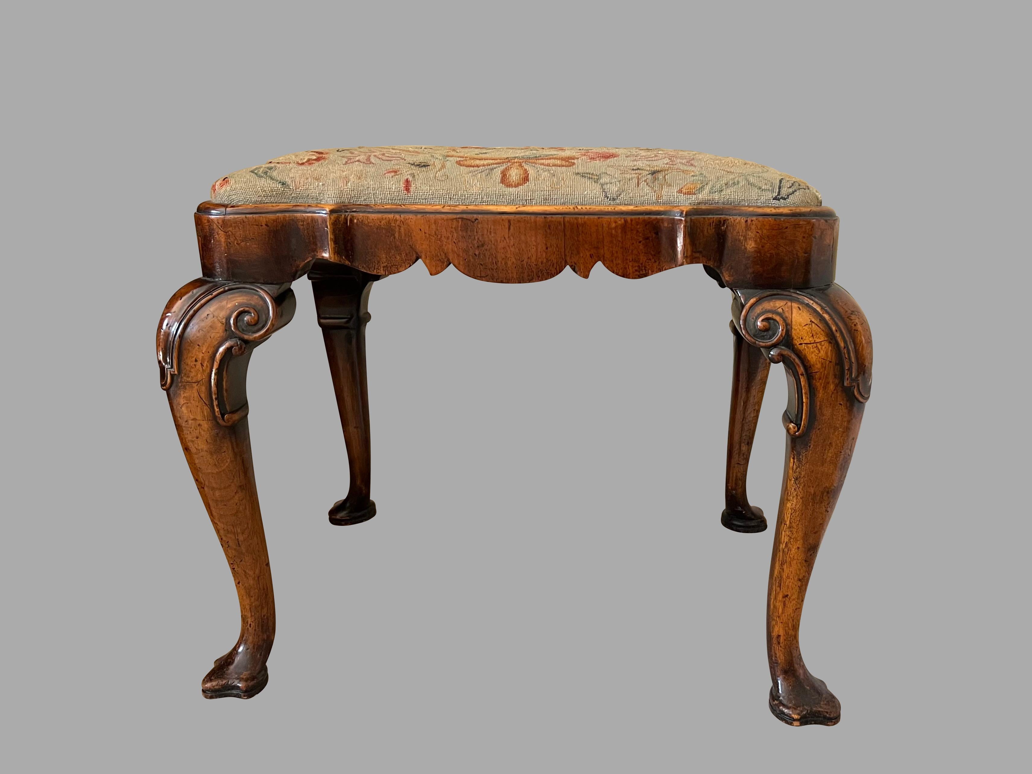 20th Century A Georgian Style Solid Walnut Bench Made and Labeled by W. Charles Tozer