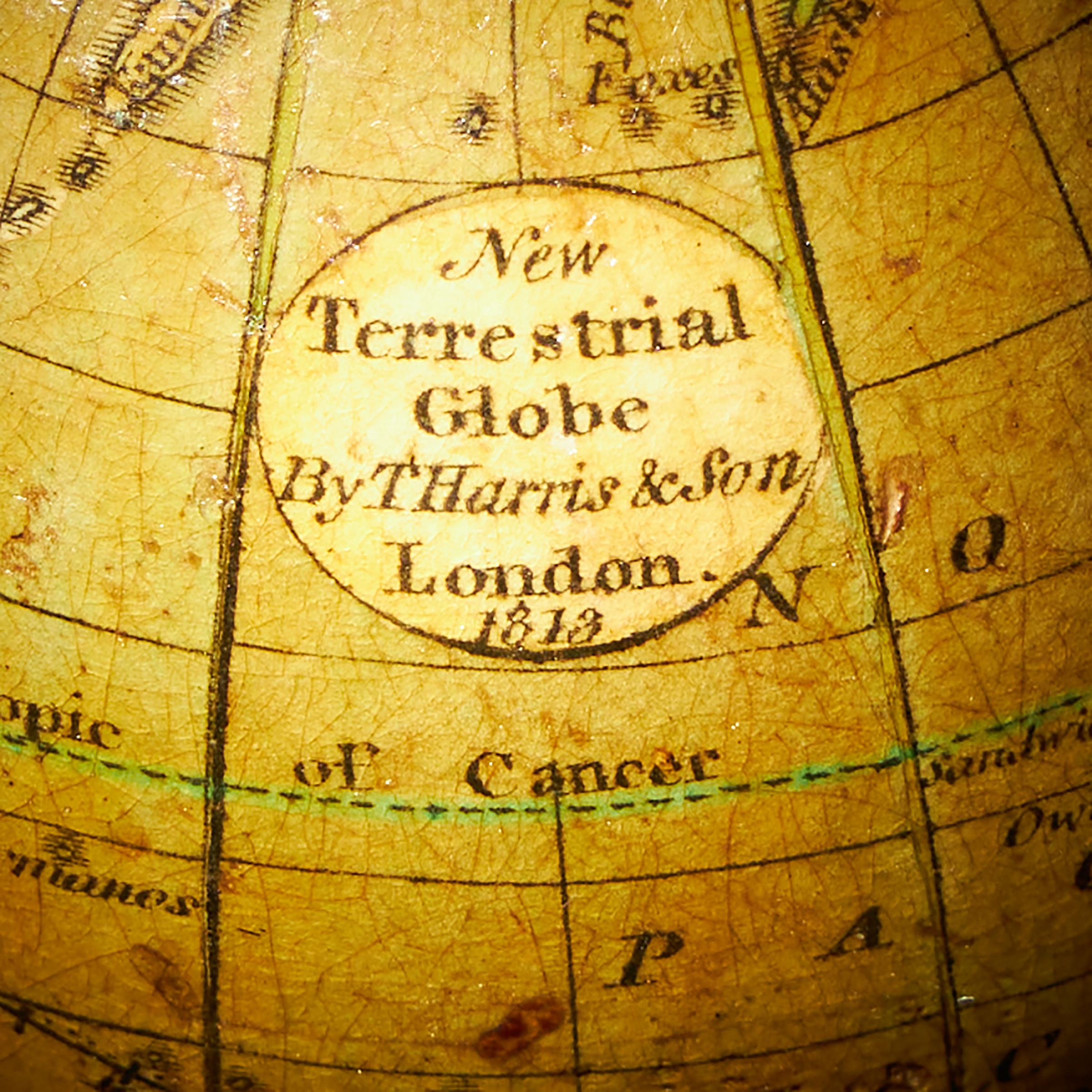 Georgian Terrestrial Pocket Globe by T. Harris and Son, London, 1813 In Good Condition For Sale In Oxfordshire, United Kingdom