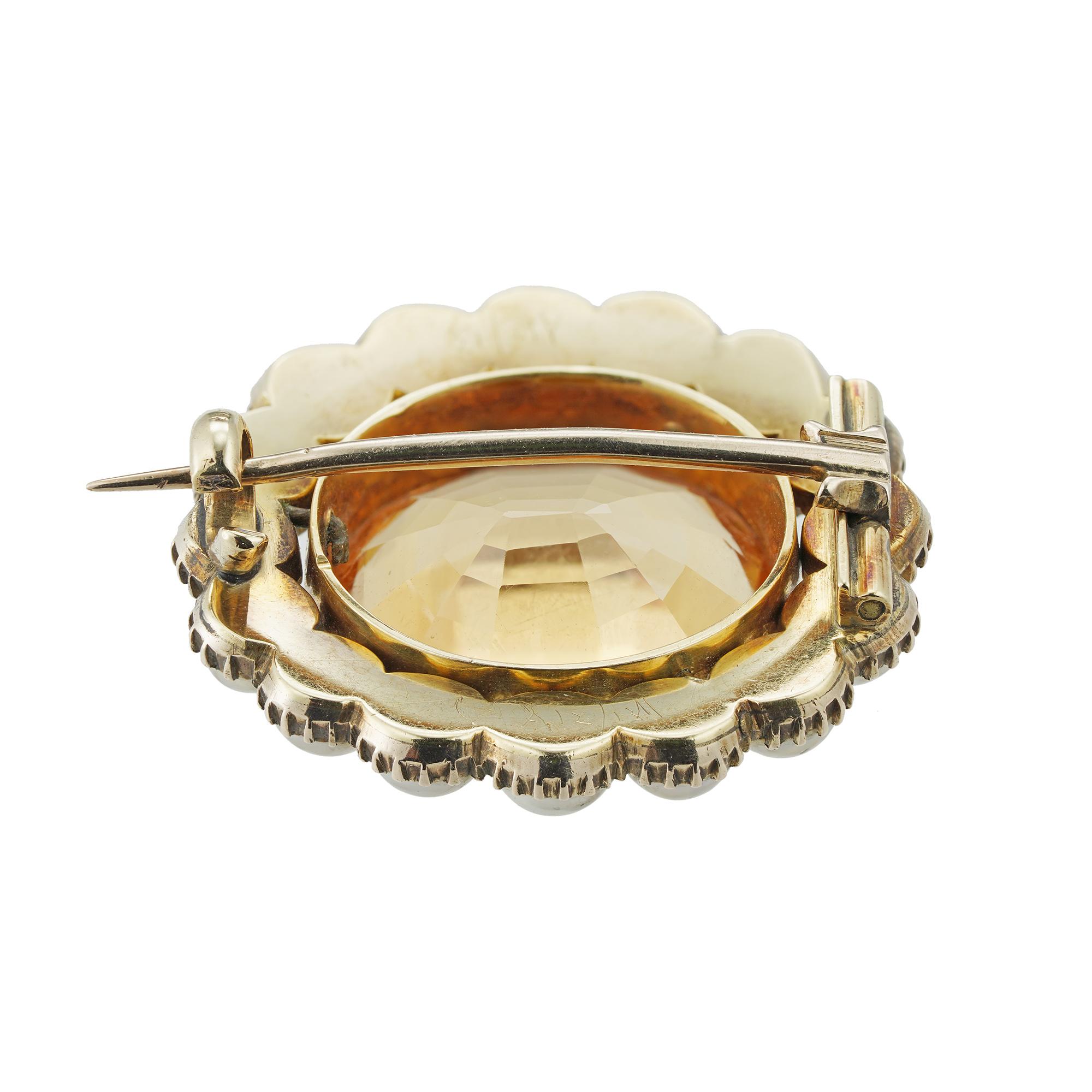 yellow topaz and pearl ring