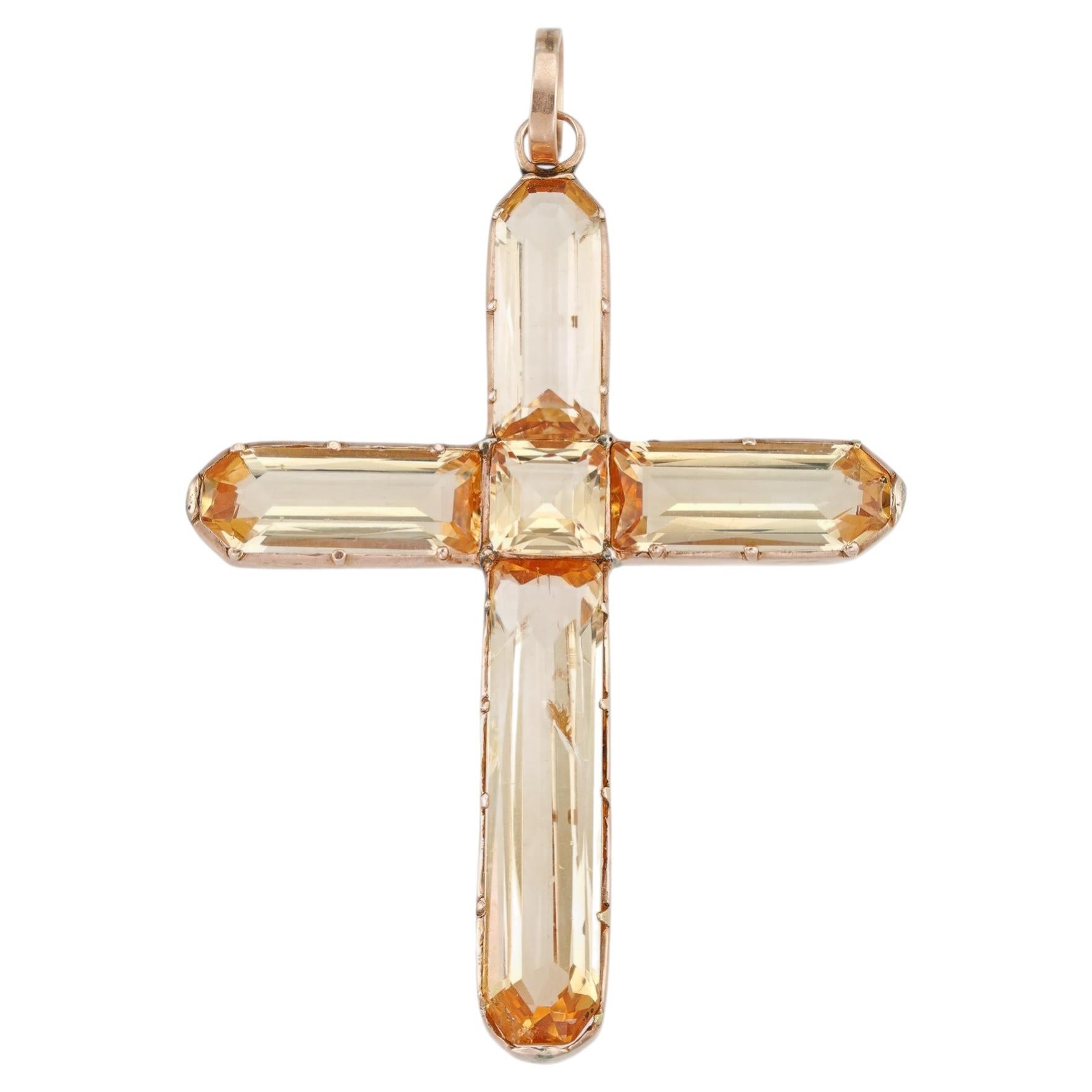 A Georgian topaz cross pendant