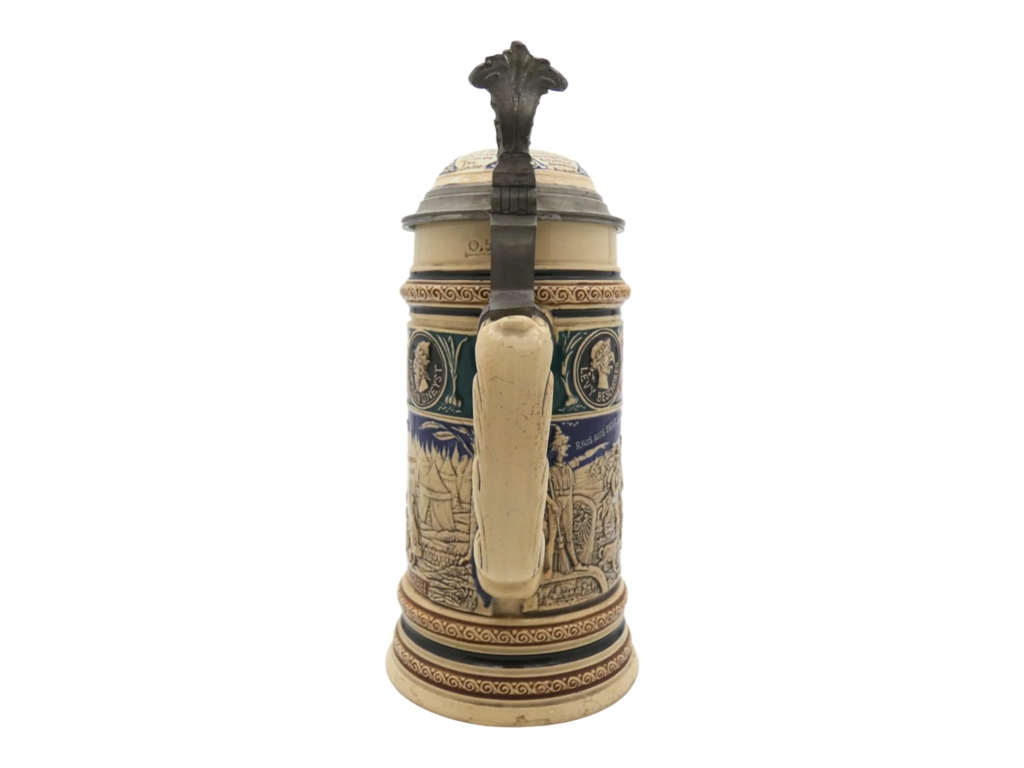 Late 19th Century A German Anti-Semitic Beer Stein, Circa 1890 For Sale