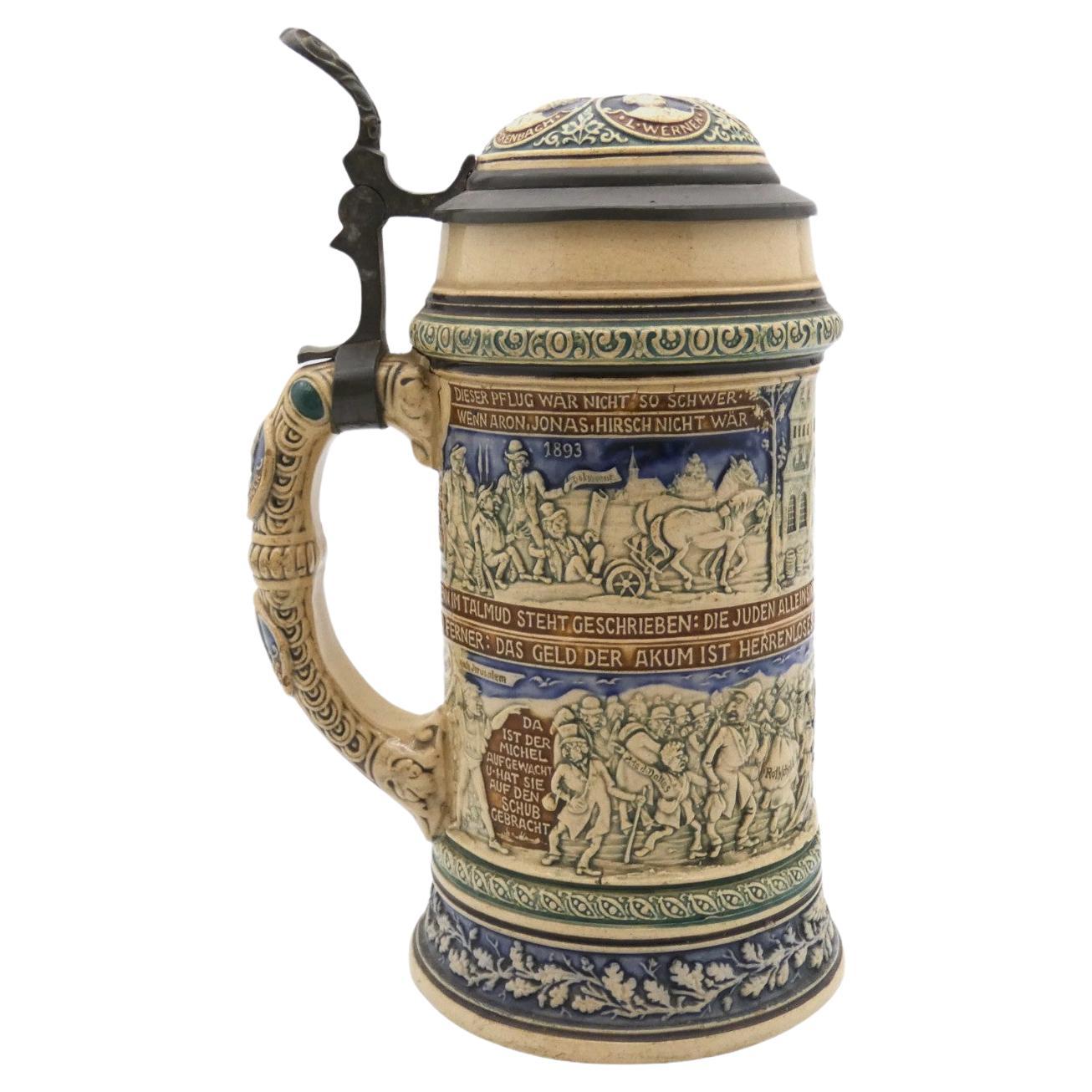A German Anti-Semitic Beer Stein, late 19th Century