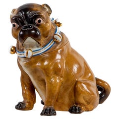 A German Appealing Conta and Boehme Porcelain Pug-form Jar and Cover, Circa 1900