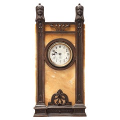 Vintage A German 'Art Deco' bronze and marble clock by Junghans