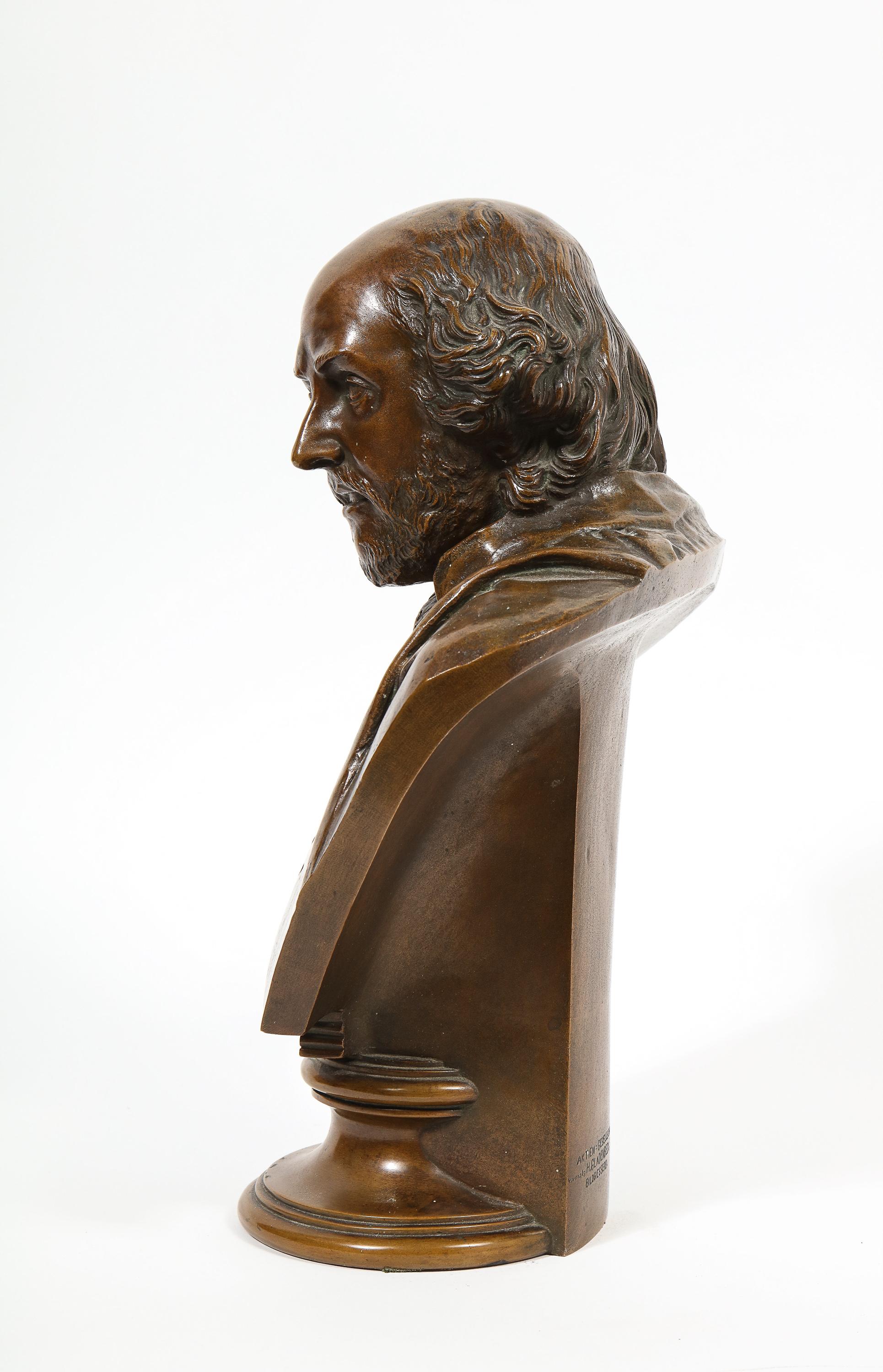German Bronze Bust of William Shakespeare by Aktien-Gesellschaft Gladenbeck 4