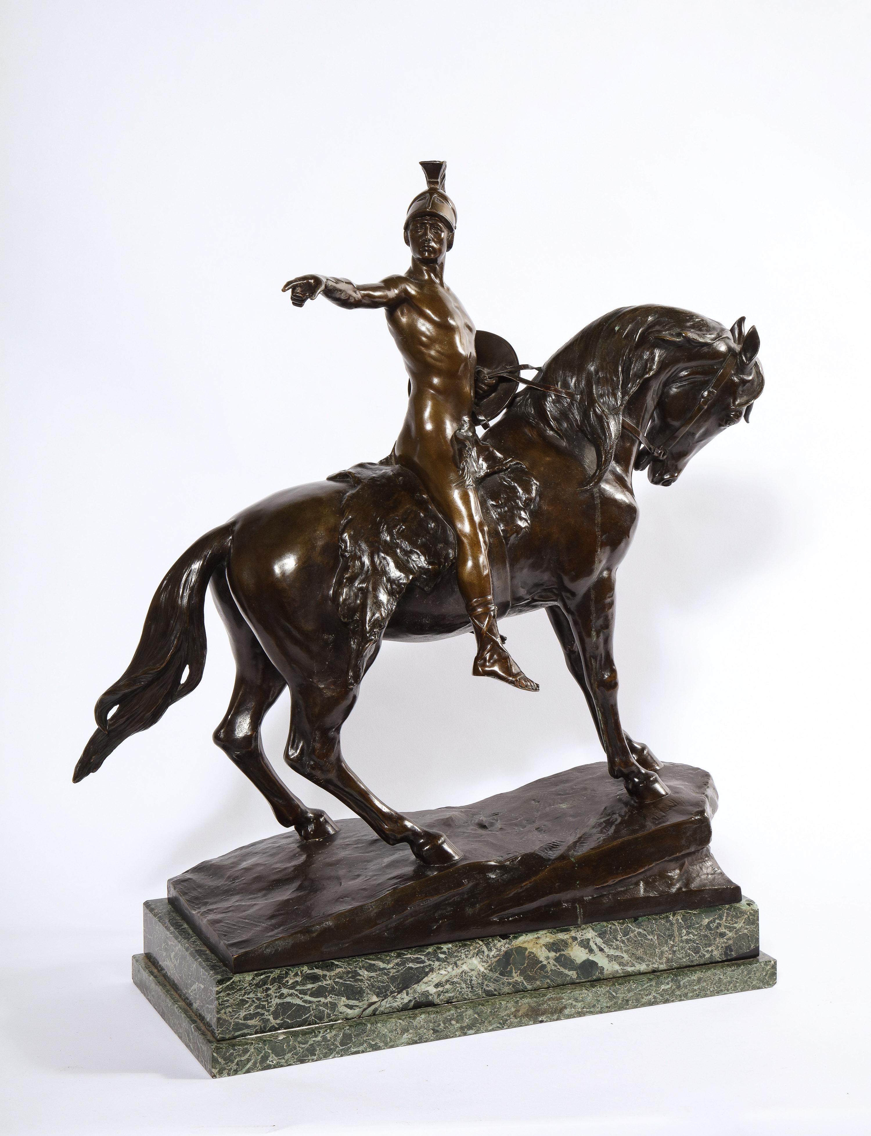 Julius Paul Schmidt-Felling (German, 1835-1920).

A German bronze sculpture of Alexander The Great On A Horse by Schmidt-Felling, mounted on verdigris marble base.

Signed Schmidt-Felling 1904.

Measures: 25