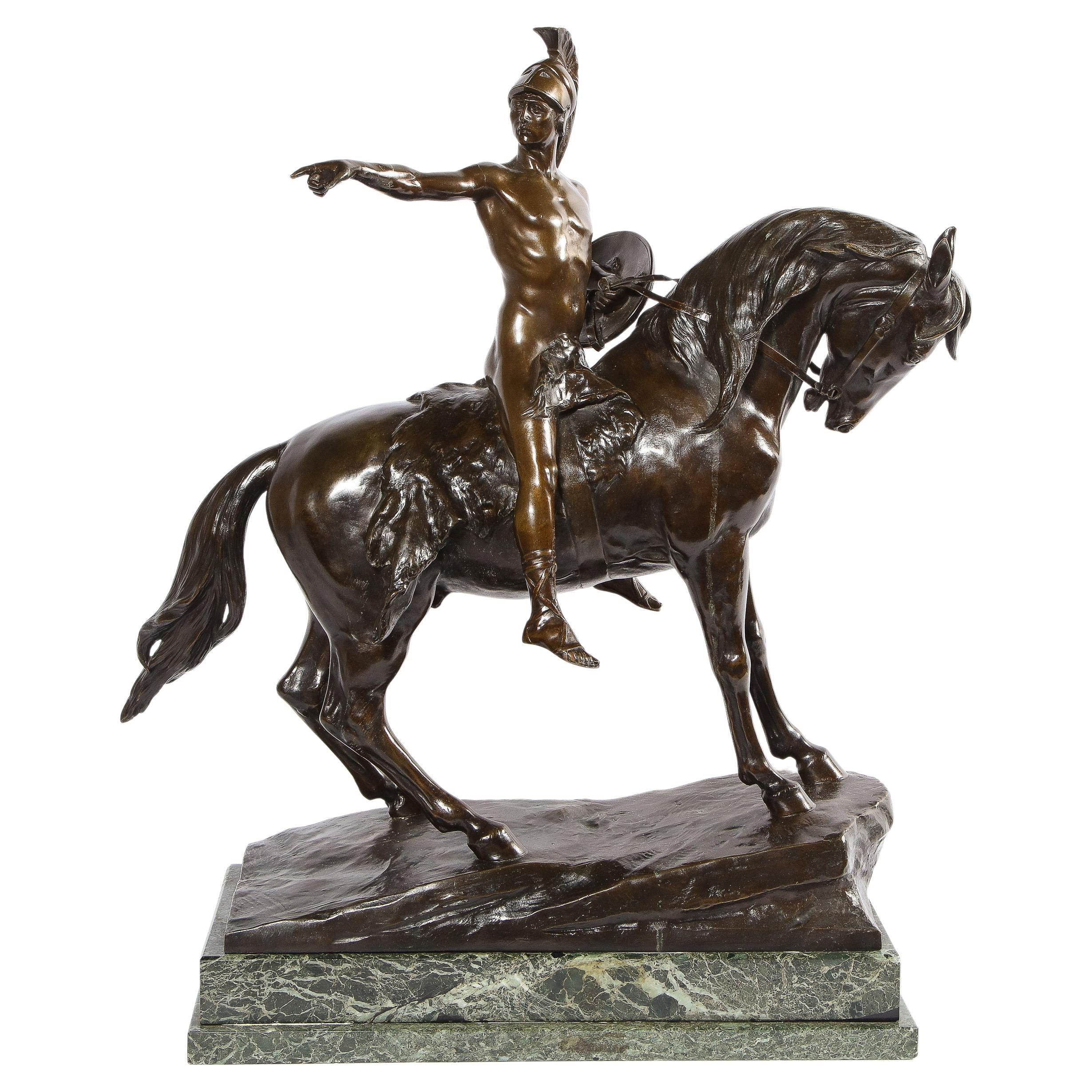 Neoclassical German Bronze Sculpture of Alexander the Great on a Horse by Schmidt-Felling
