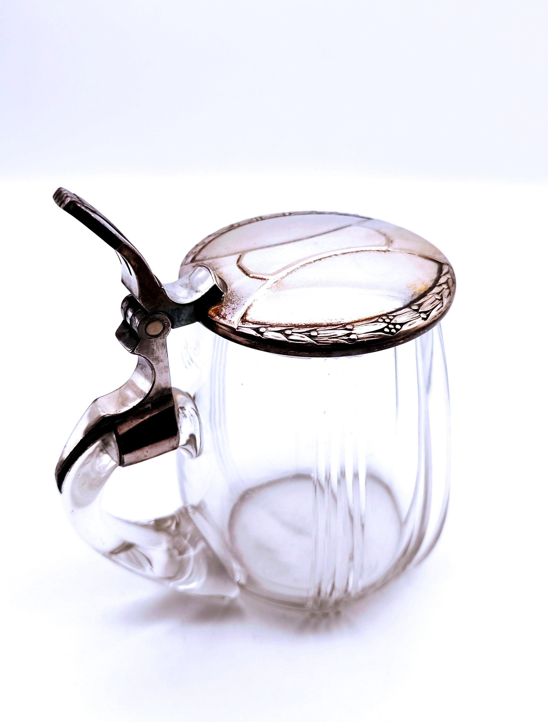 Early 20th Century A German Jugendstil beer mug - stein - tankard - pitcher by the WMF, ca. 1910 For Sale