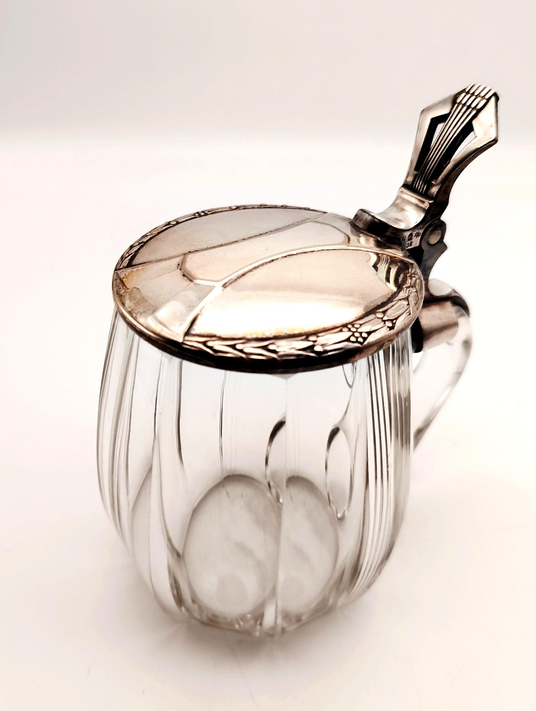 A German Jugendstil beer mug - stein - tankard - pitcher by the WMF, ca. 1910 For Sale 1