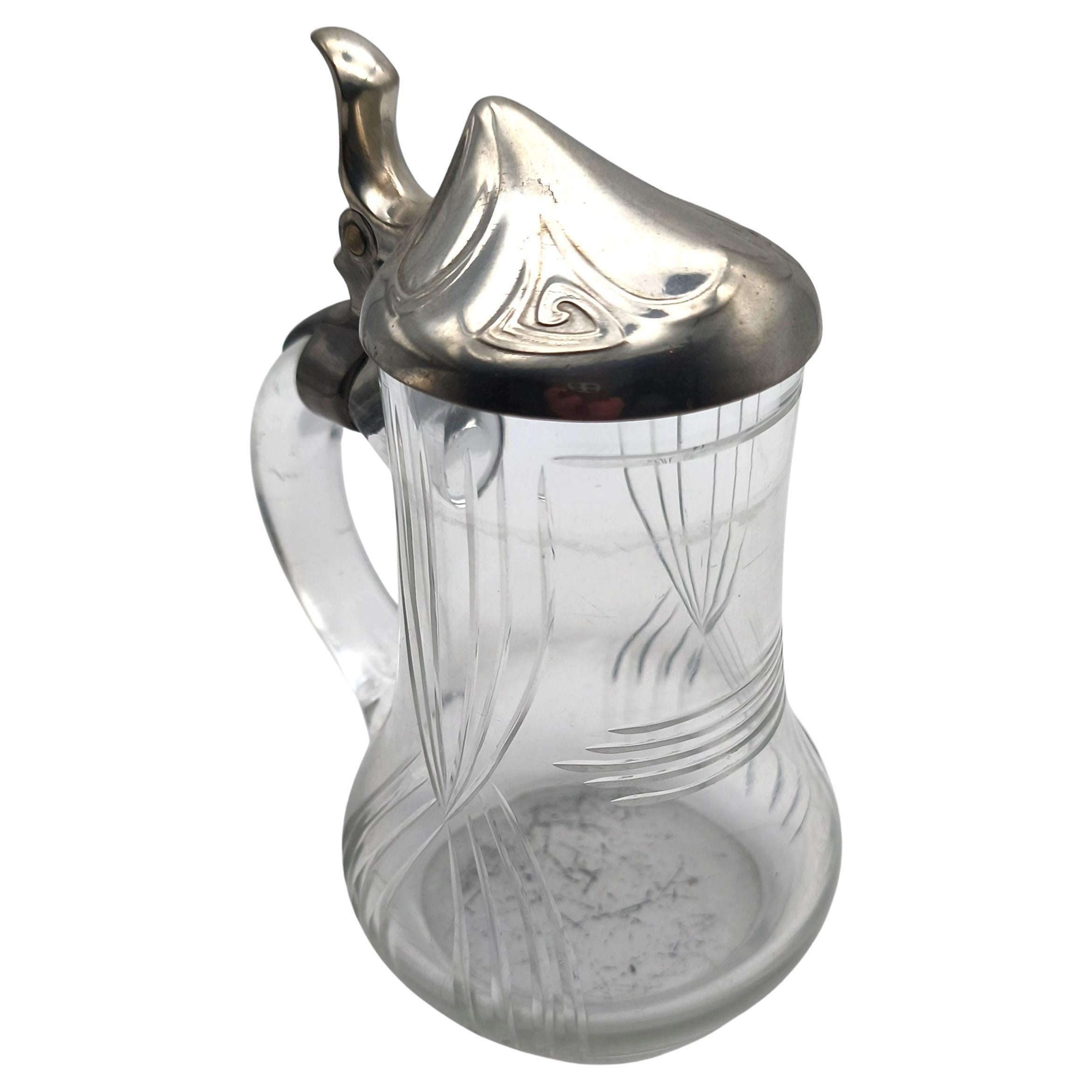 A German Jugendstil beer mug - stein - tankard - pitcher by the WMF, ca. 1910