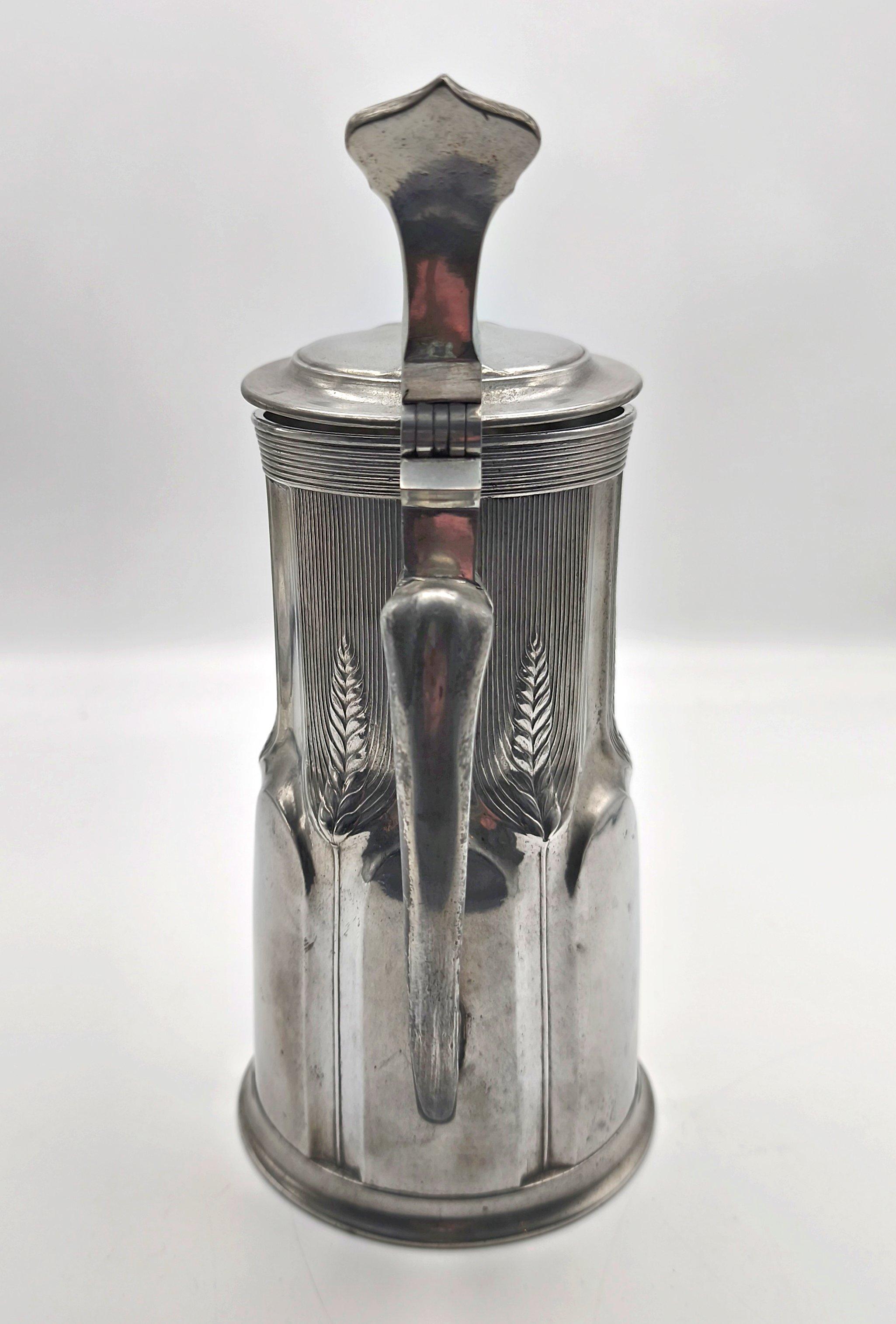 Peltro Un boccale da birra tedesco Jugendstil di Reinemann & Lichtinger, Monaco di Baviera, 1905 ca. in vendita